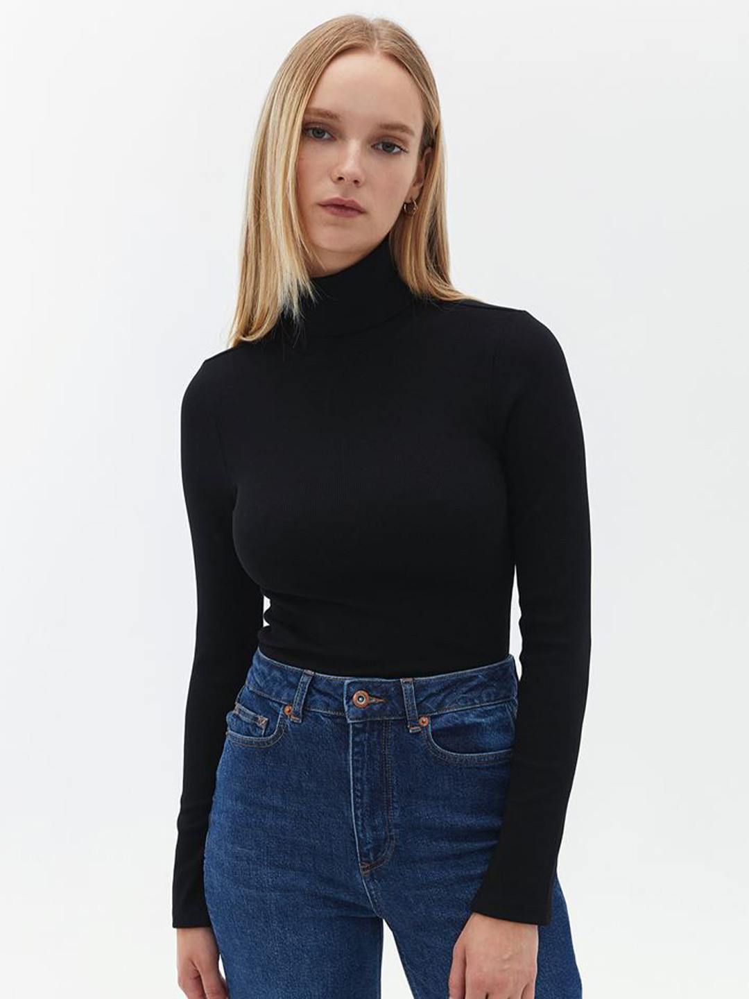 Colorchakra Women Turtleneck Slim Fit Long Sleeves Top