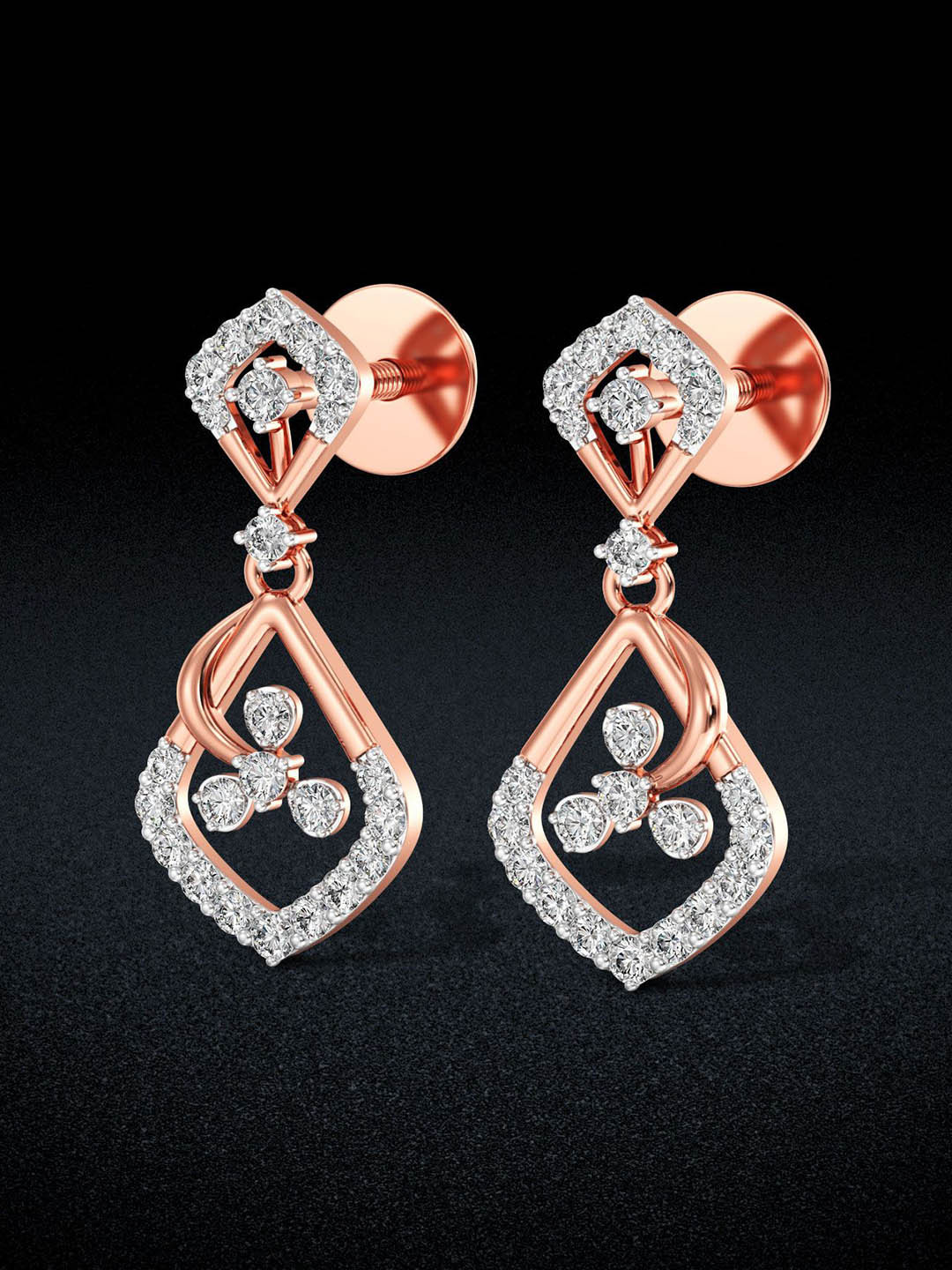 Joyalukkas 18Kt Gold Shimmering Rosegold Diamonds Earrings -2.35 g