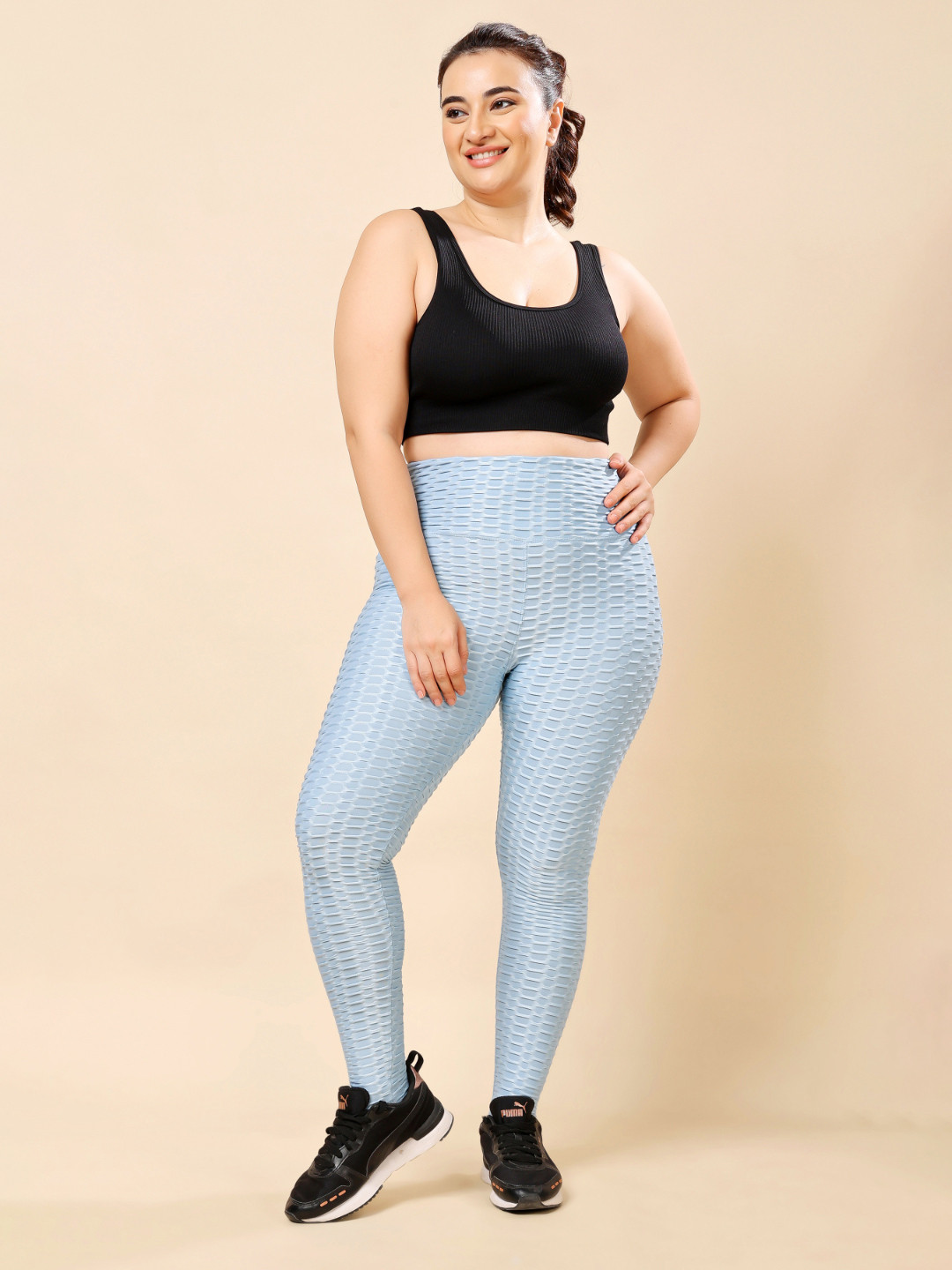 THEFITTHEORY Women Self Design Breathable Ankle-Length Gym Training Tights