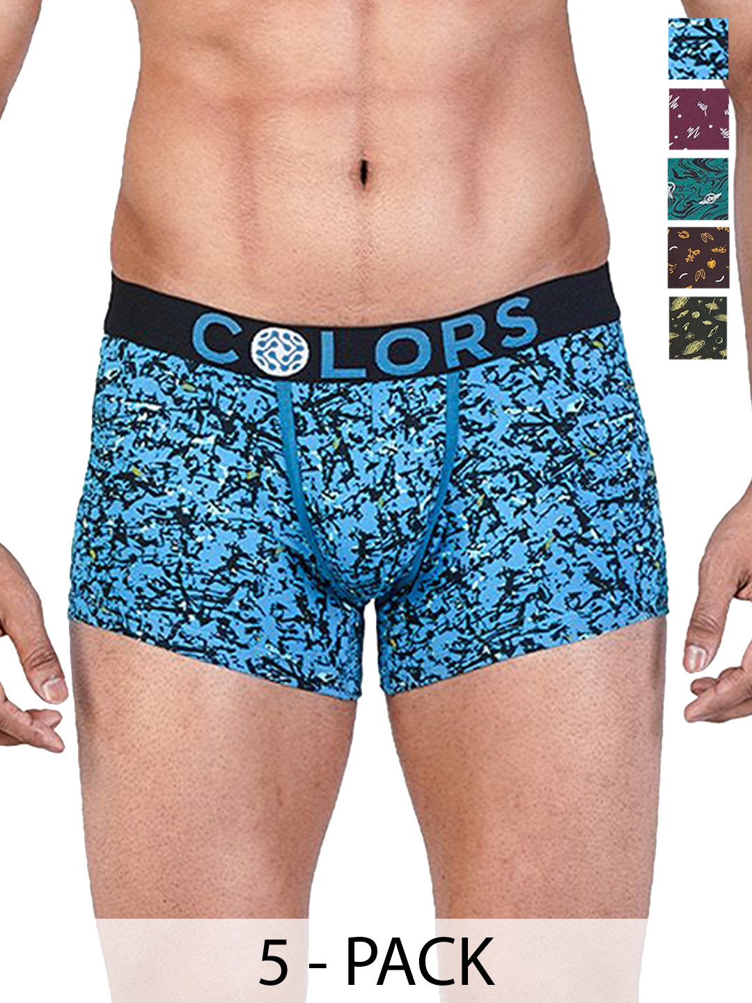 COLORS by Rupa Frontline Men Pack Of 5 Assorted Short Trunks Colors-125-Asst-5