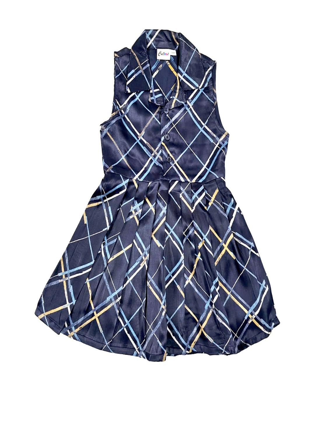 Cutoos Girls Abstract Print Knee Length Fit and Flare Sleeveless Dress