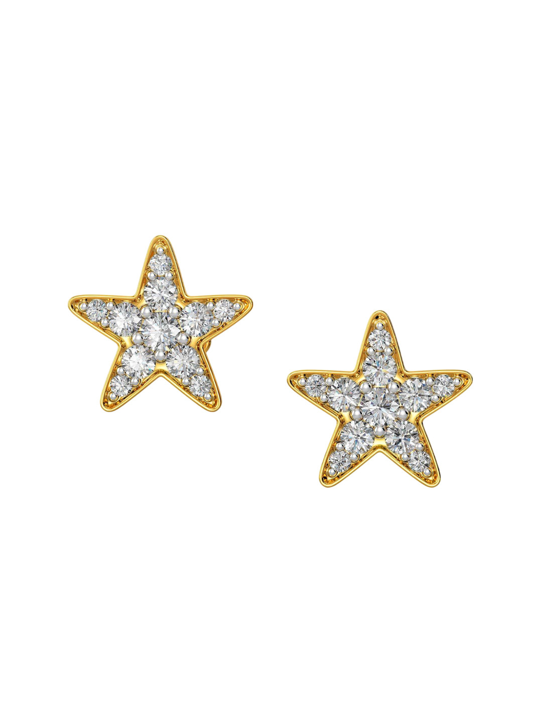Joyalukkas Girls 18KT Gold Star Stud Earrings Diamond -0.94 g 0.13 carat