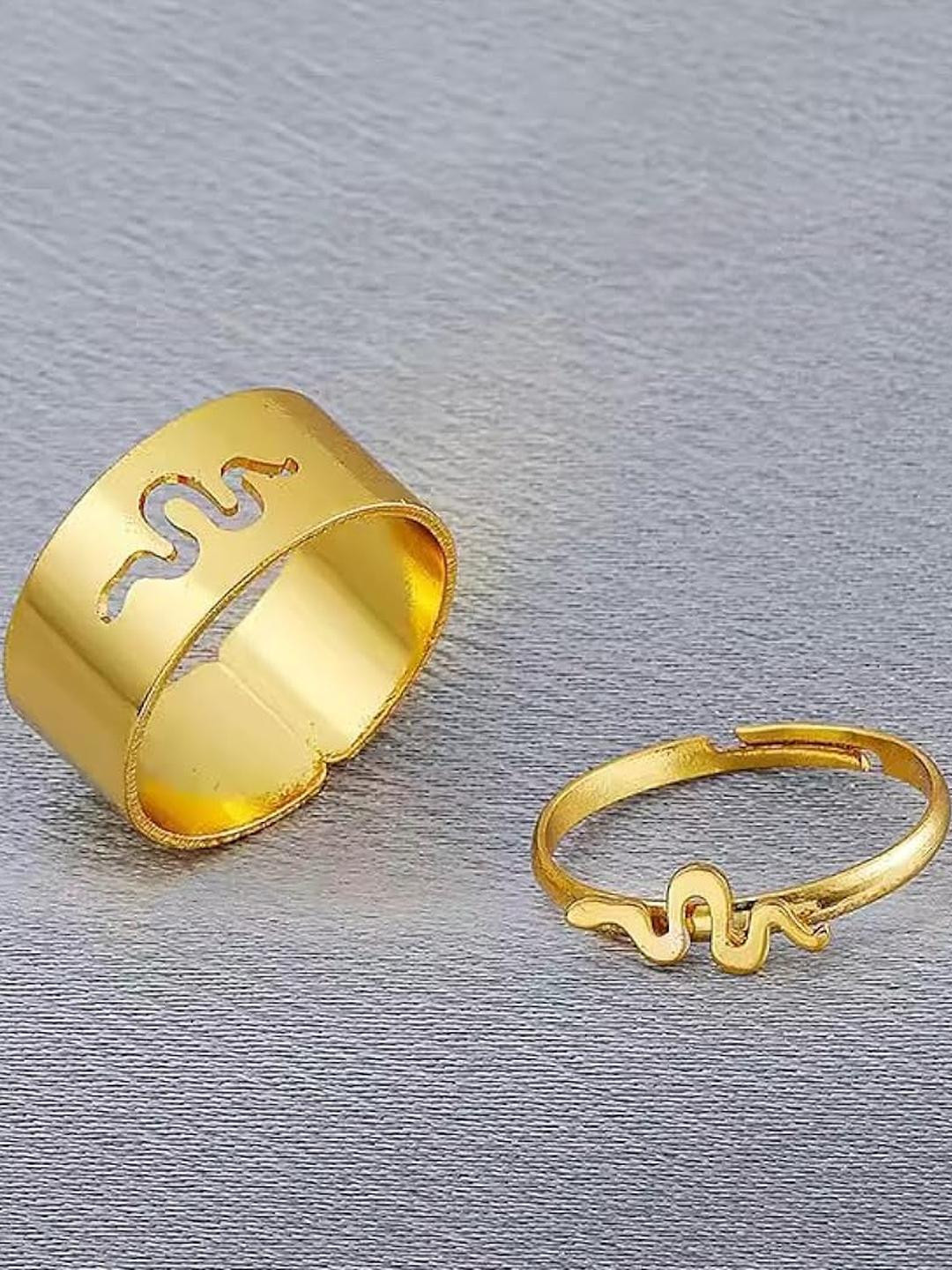 DressBerry Golden Heartbeat Couple Ring