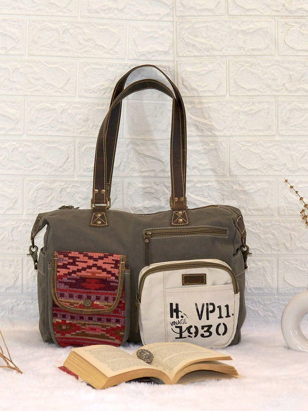 Atri Abstract Printed Structured Shoulder Bag