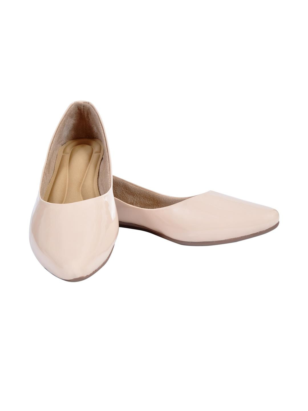 saanvishubh Women Cream Patent Leather Casual Shoes