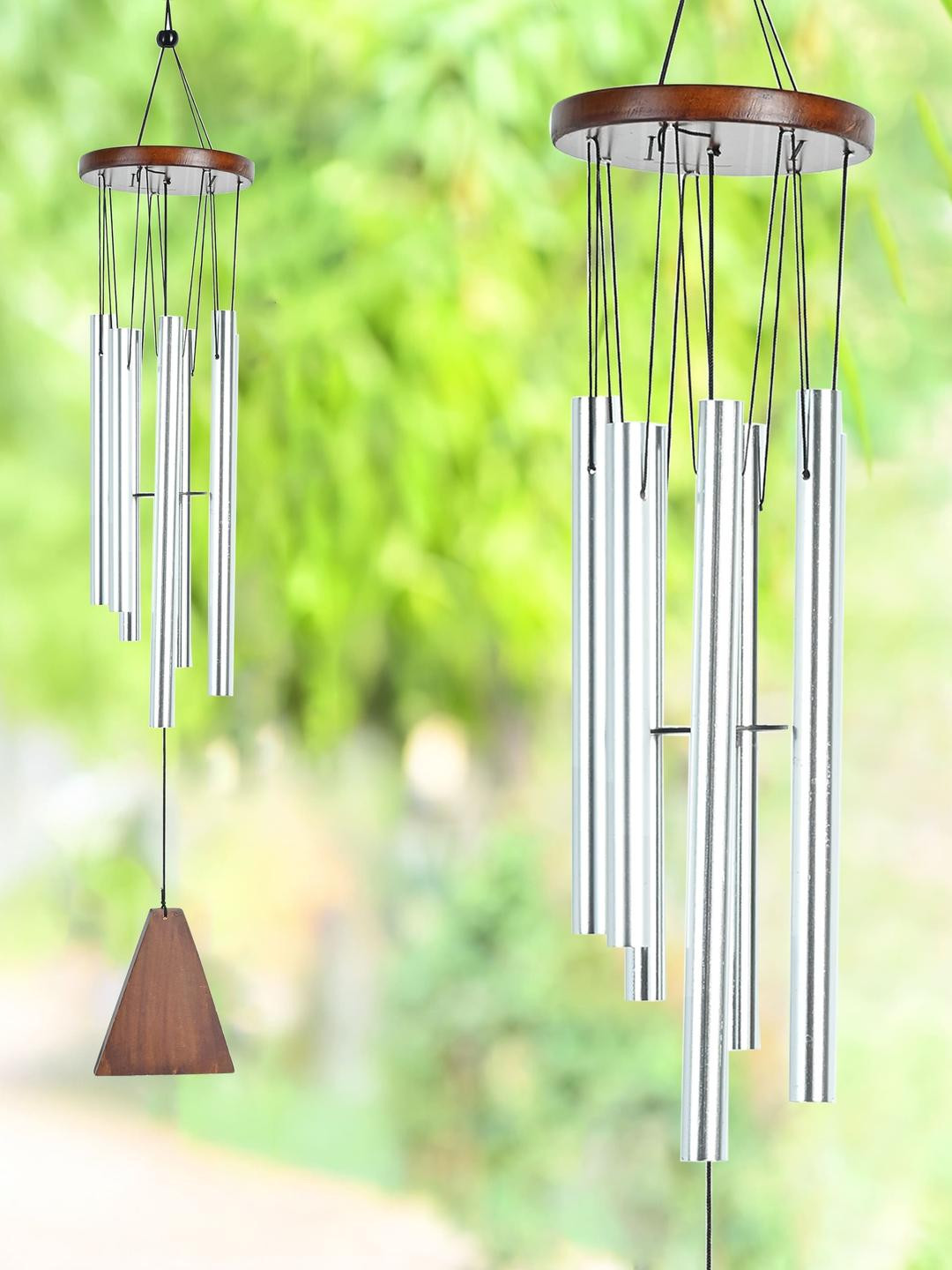 HINDCRAFT Silver & Brown Metal Wind Chimes