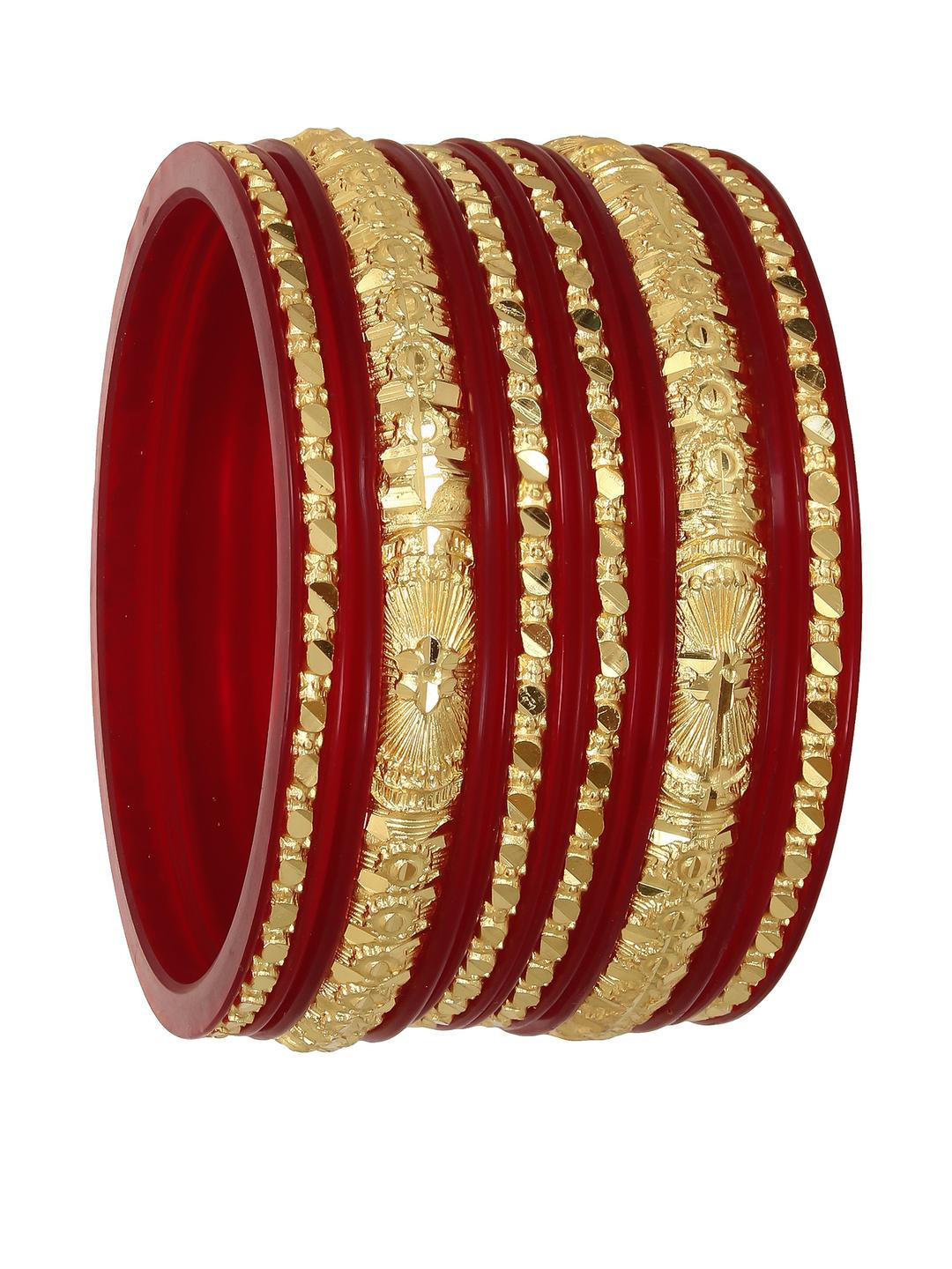 JOYERIA FASHIONS Pack of 6vPlastic Gold Plated Bangles