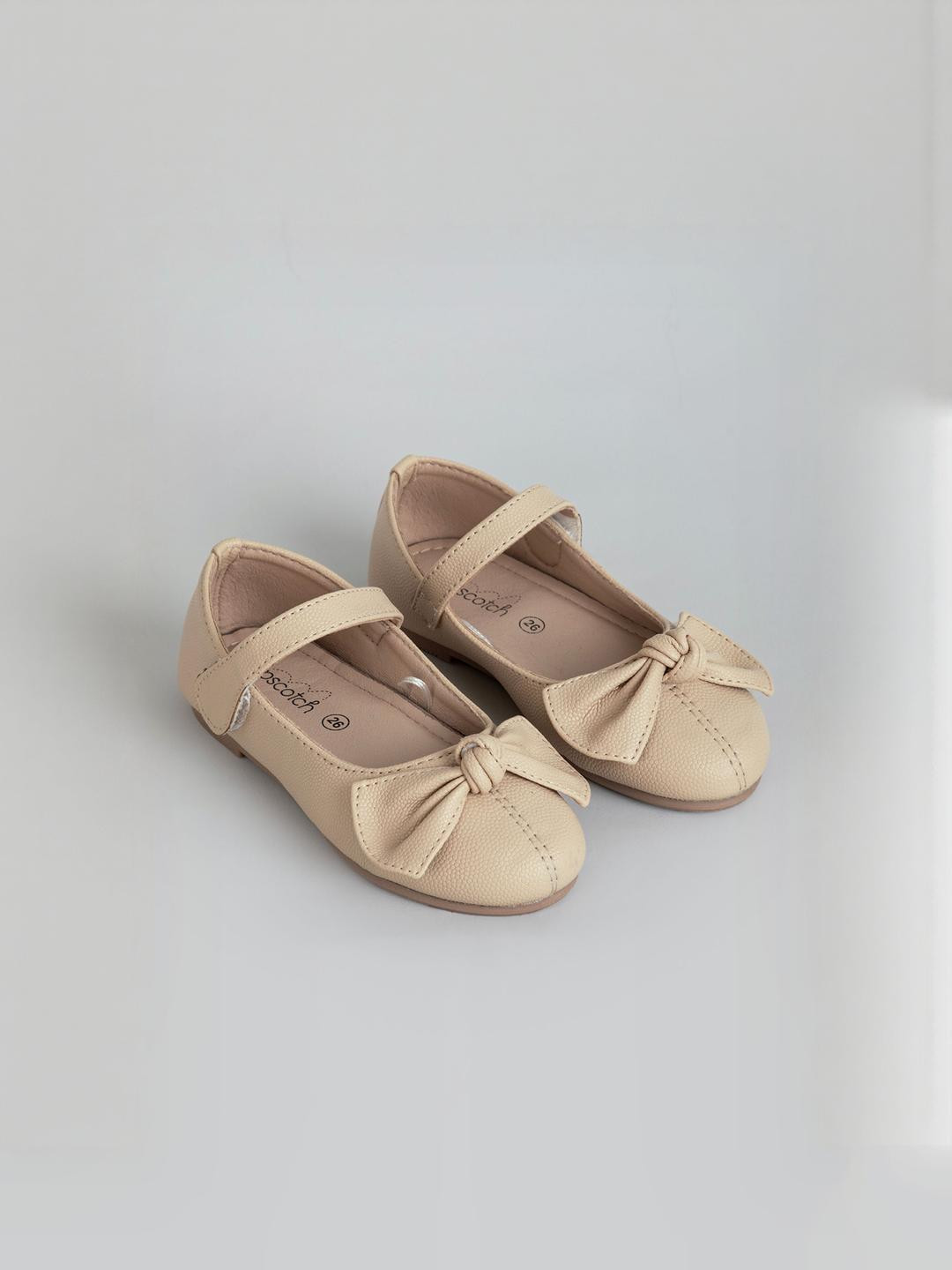 Hopscotch Girls Beige Bow Embellished PU Brogues