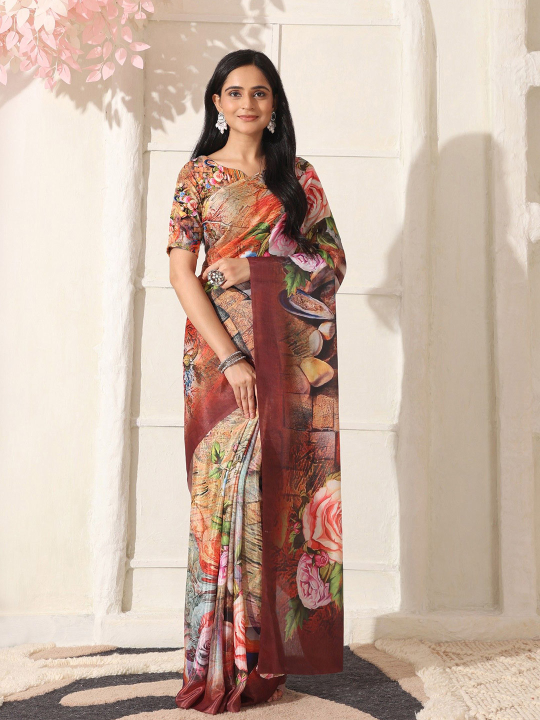 SHIVAM FABRICS Floral Art Silk Saree