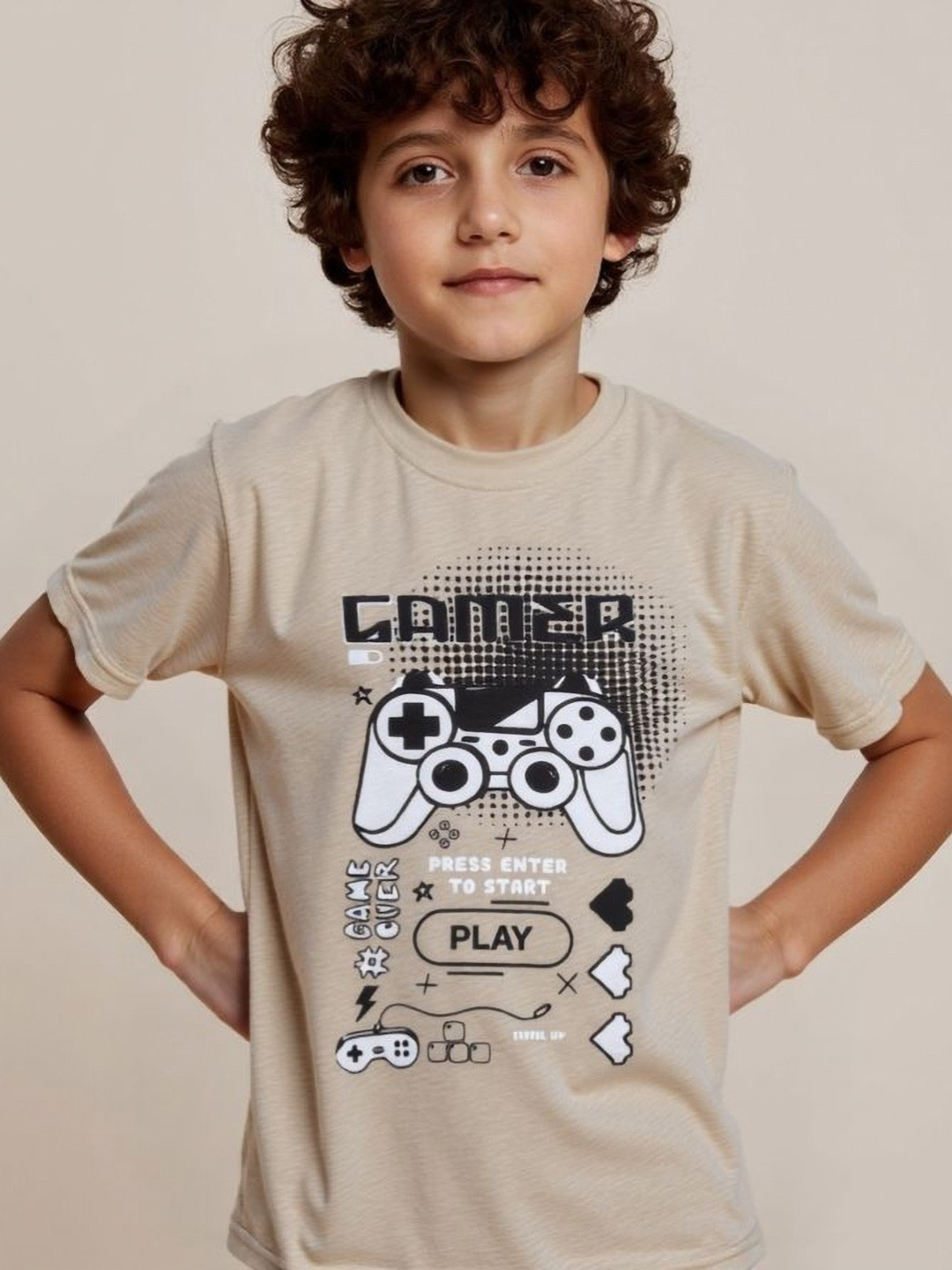 Tiny Toonzzz Boys Gamer Printed Cotton T-shirt