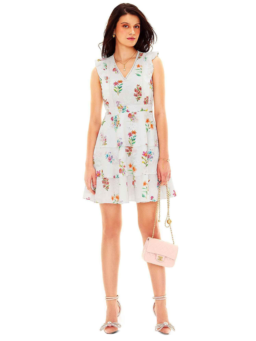 PRETTY PIXIE Women Floral Printed V-Neck Wrap Dress