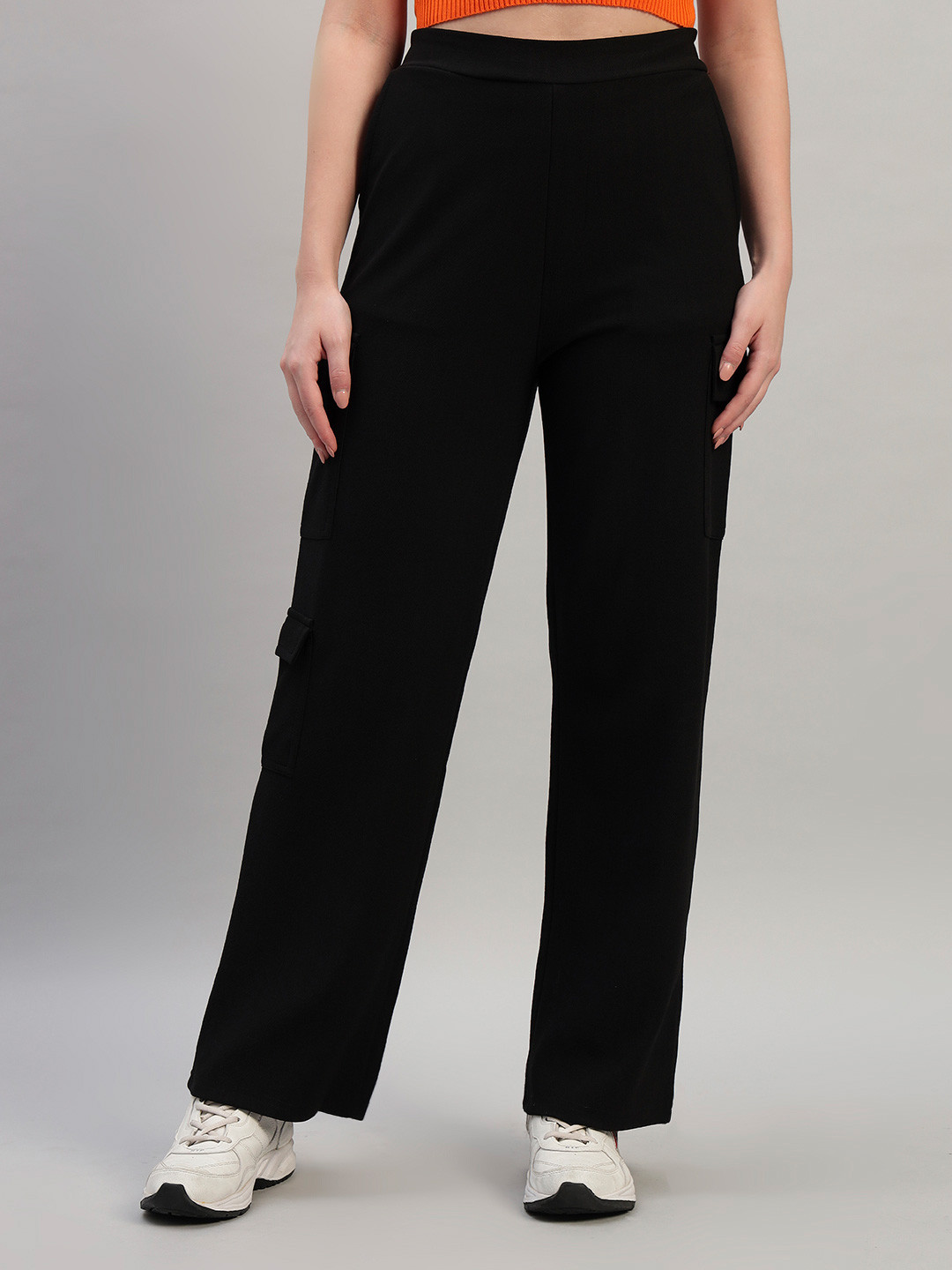 NATURE CRAFT Women Comfort Regular Fit High-Rise Flat-Front Cargos Trousers