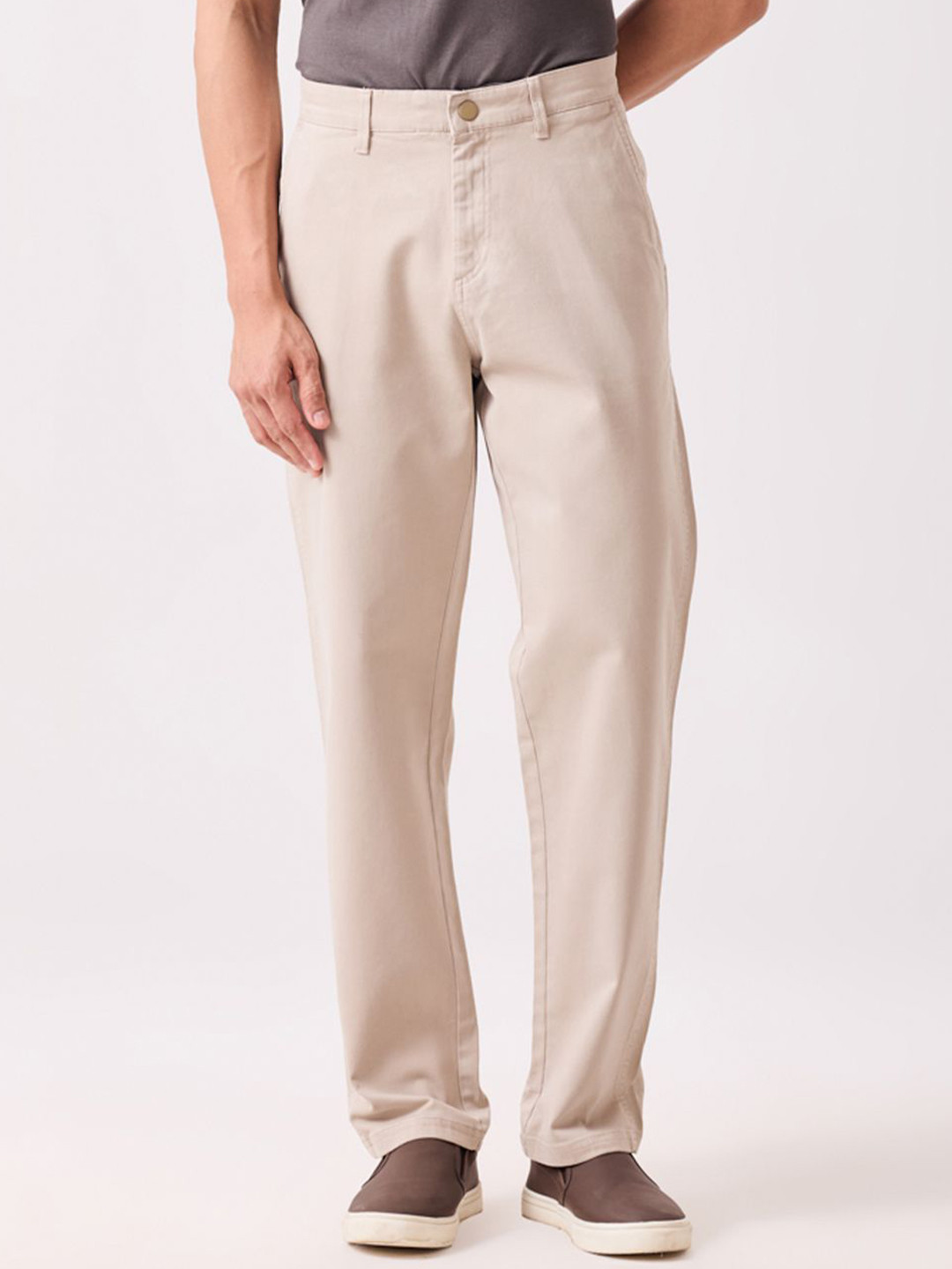 MH&Y Men Comfort Mid-Rise Cotton Chinos Trousers