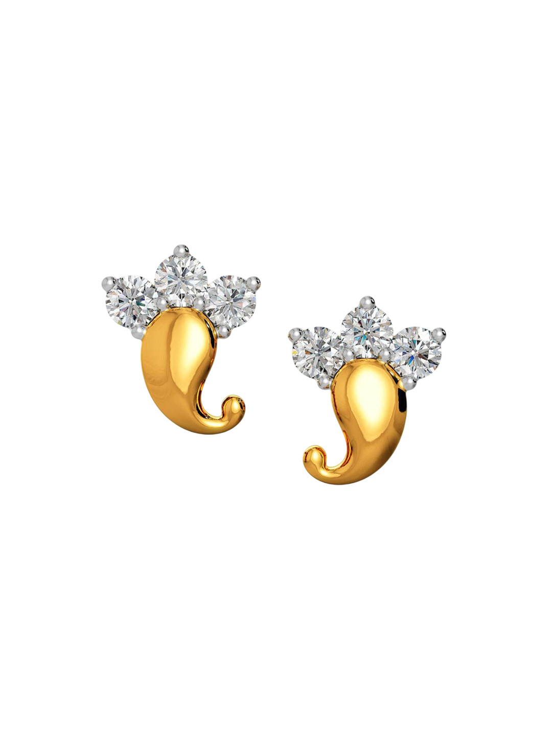 Joyalukkas 18Kt Girls Gold Natural Floral Stud Earrings Diamond-0.98 g