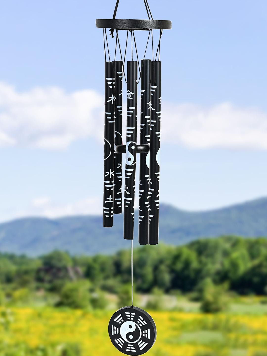 HINDCRAFT Black & White Printed Metal Wind Chime