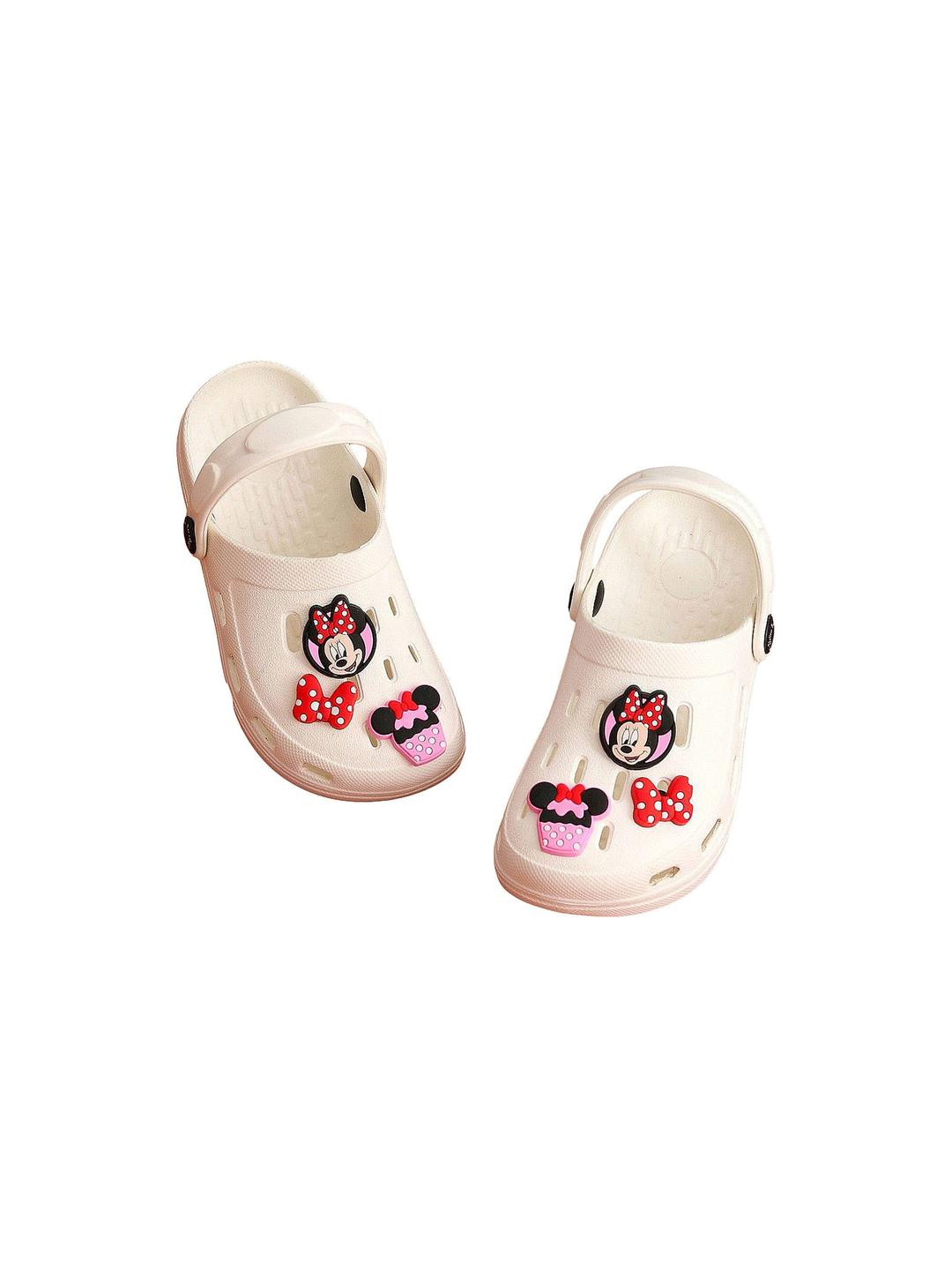 Hopscotch Girls White Minnie Mouse Applique Clogs