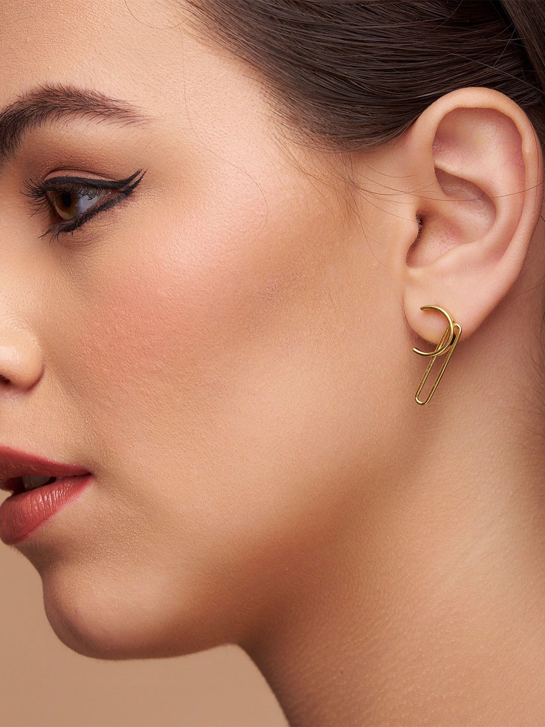 KYMEE 18K Gold-Plated Sterling Silver Vermeil Elegant Abstract Studs Earrings