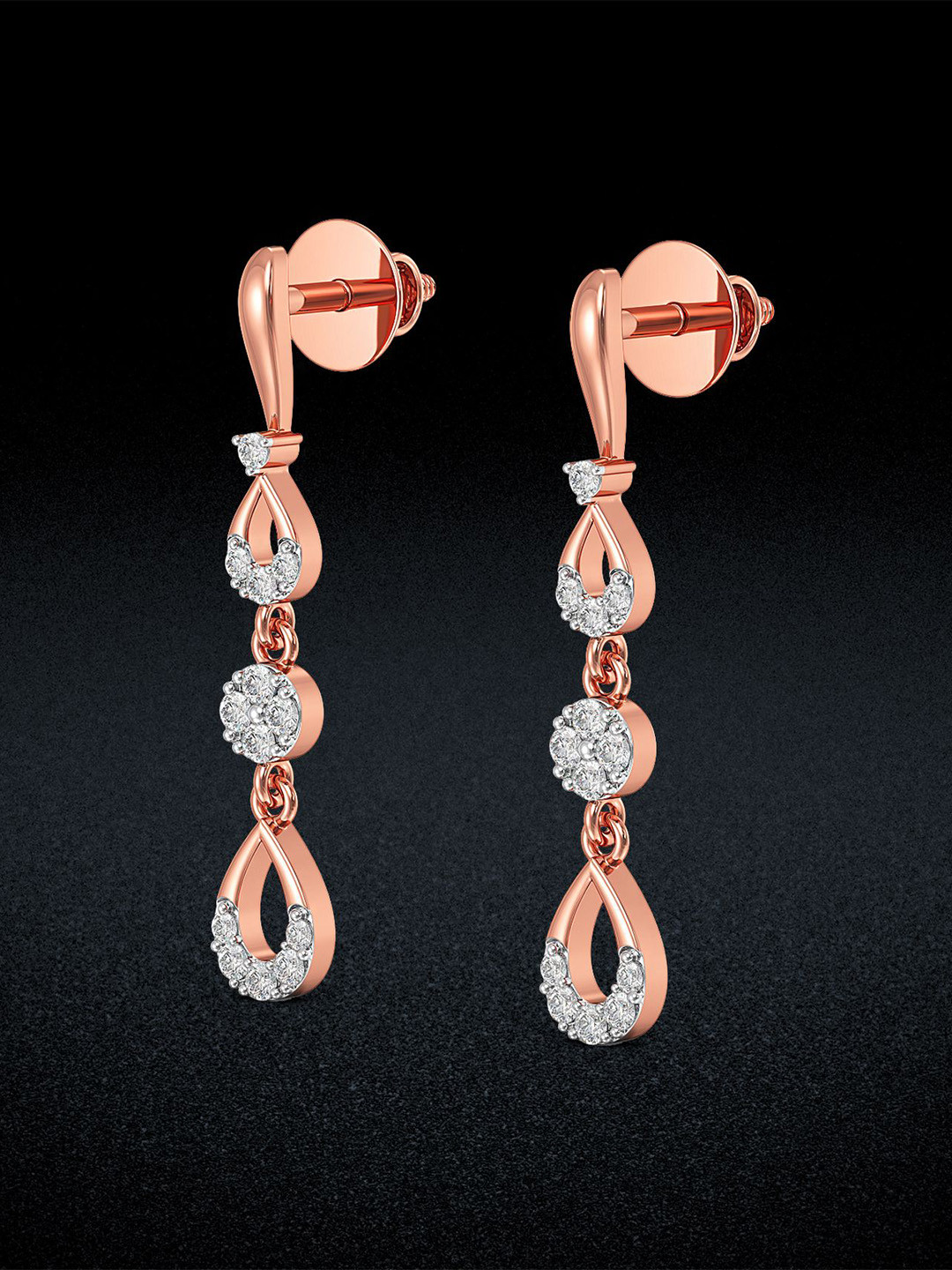 Joyalukkas Women 18KT Gold Brilliance Sparkling Stars Diamond Earrings  -2.83 g