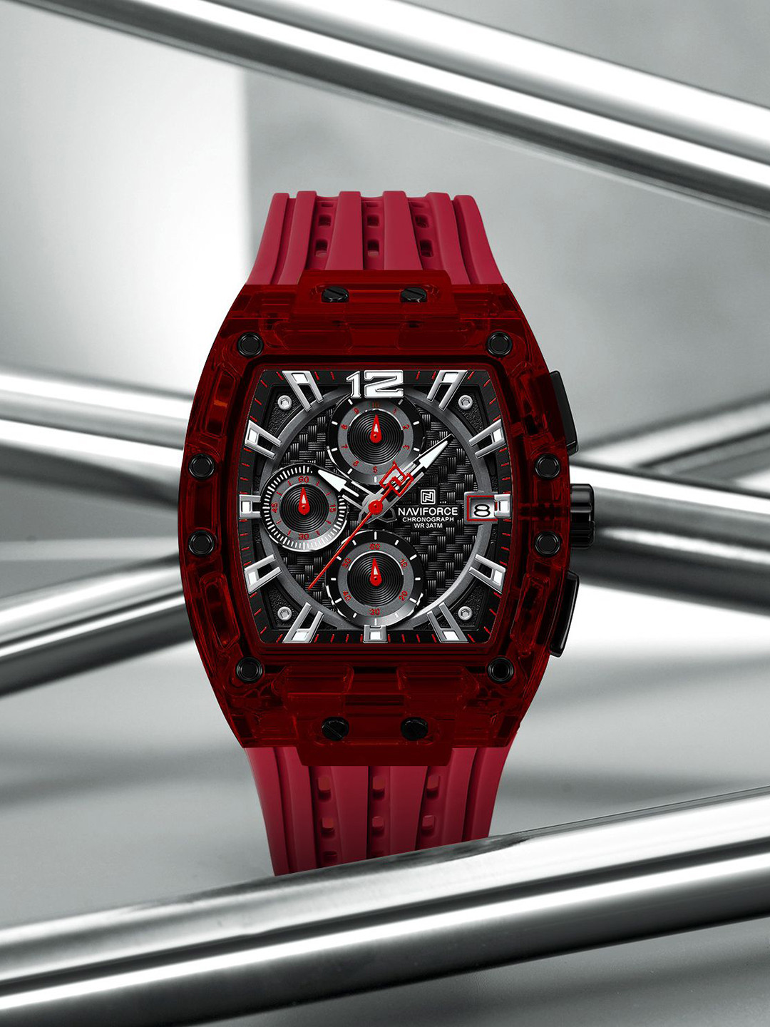 Naviforce Men Dial & Bracelet Style Straps Analogue Chronograph Watch NF7105_R B R