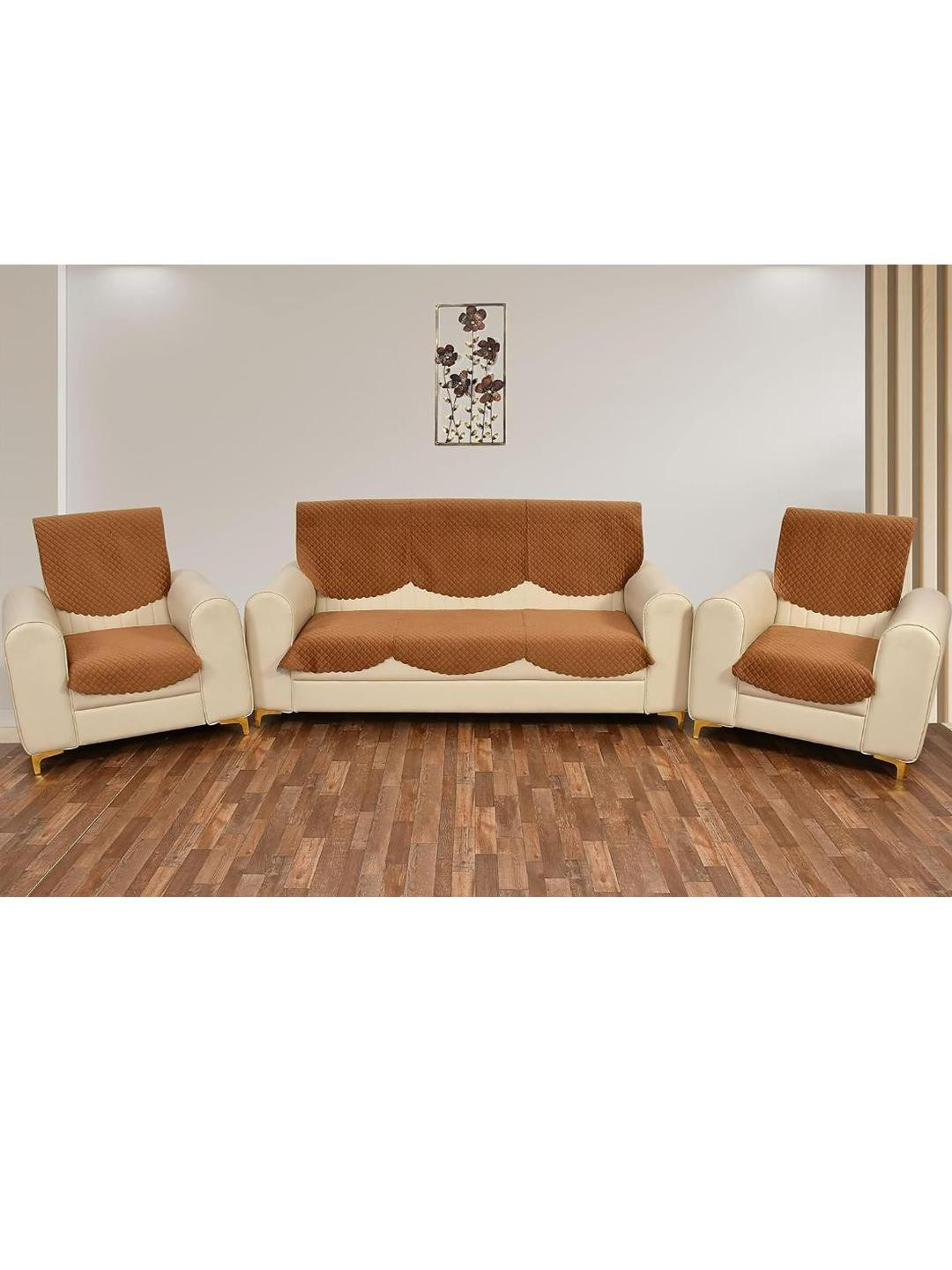 Myntra Elegant Homes Brown Solid Velvet Sofa Cover Without Arms