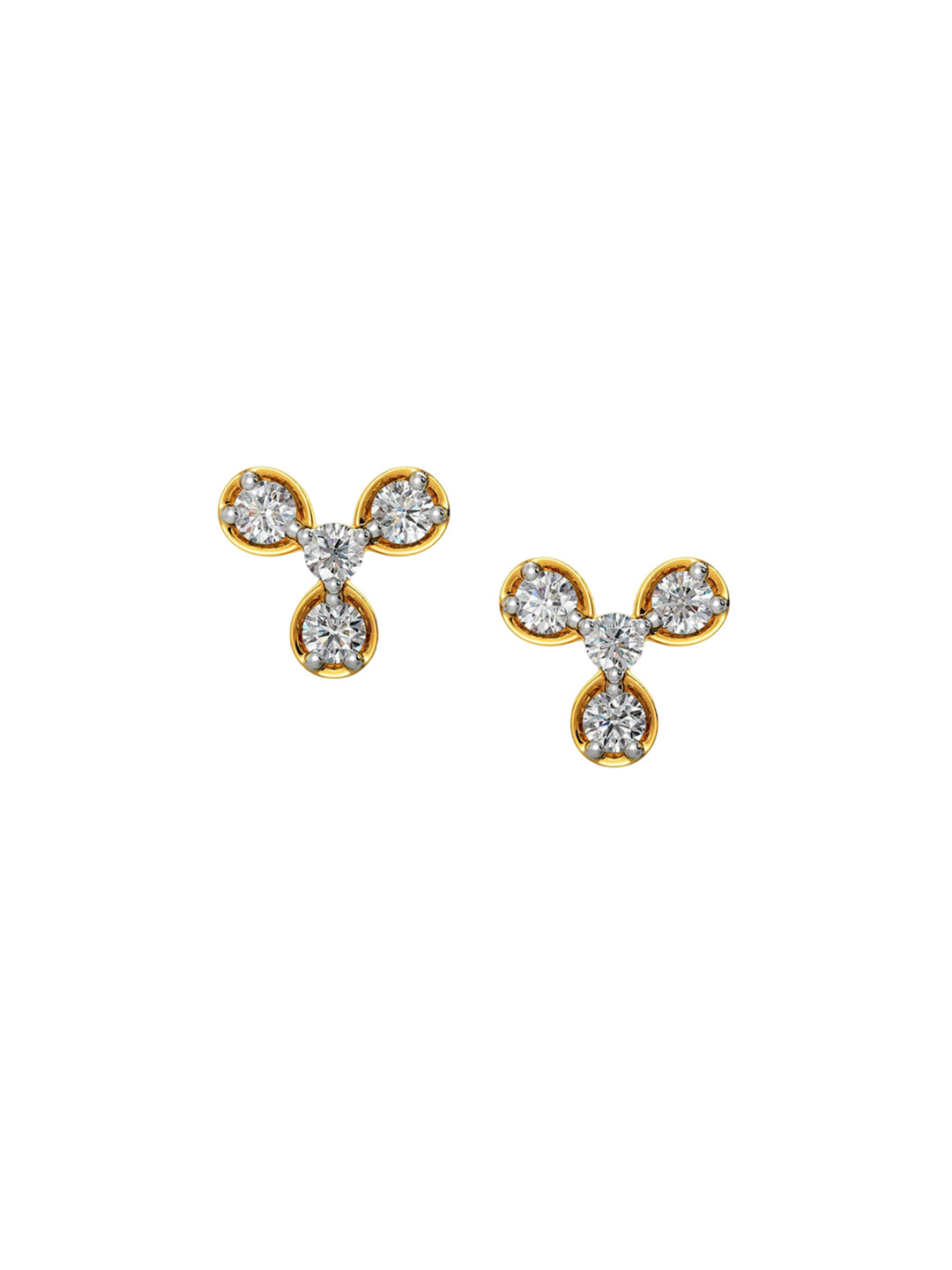 Joyalukkas Girls 18 Kt Gold Natural Stud Diamond Earrings -0.94 g