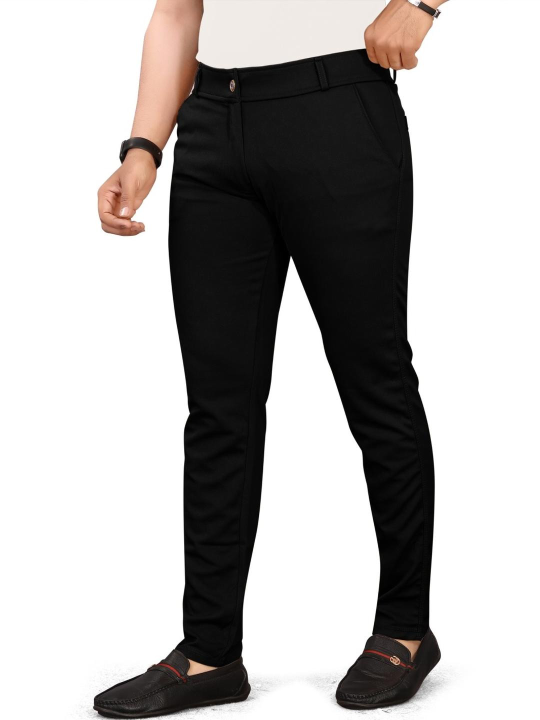 An Creation Men Casual Black Trousers
