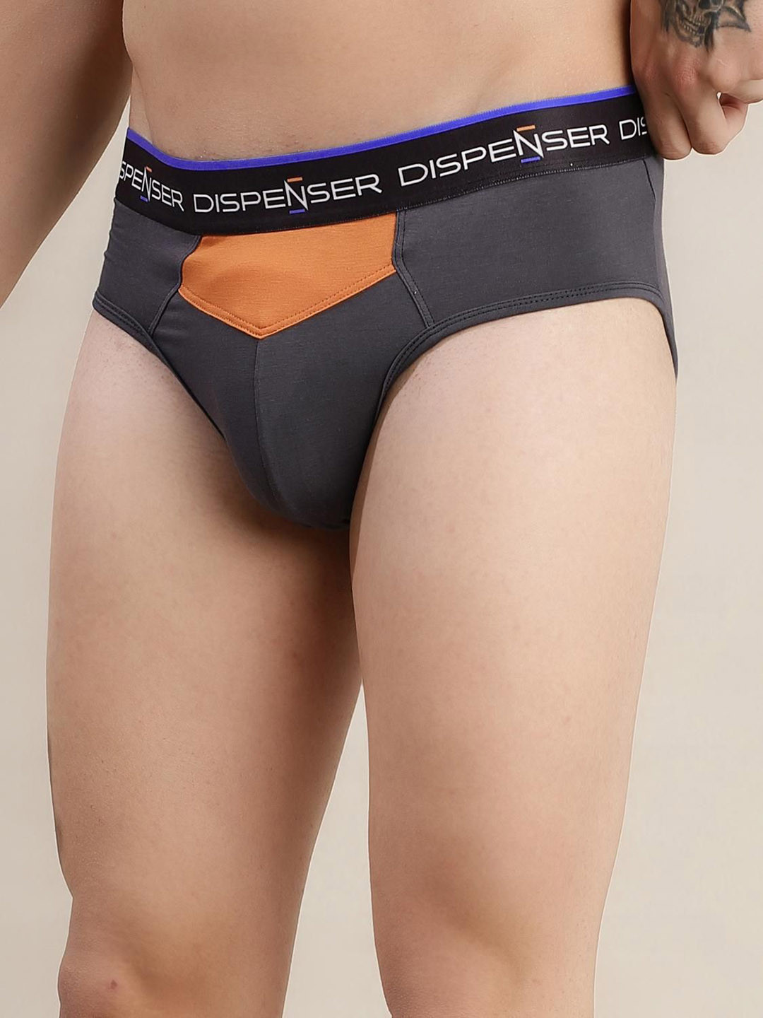 DISPENSER Mid-Rise Breathable Stretchable Basic Briefs RE-S3-BRIEF-GREY-M