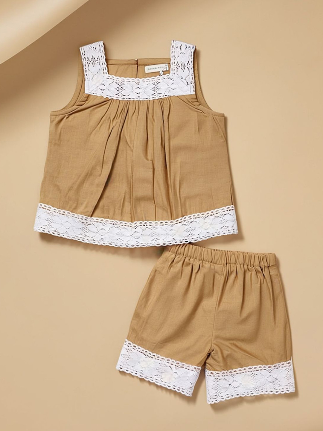 Purple United Kids Girls Square Neck Top With Shorts