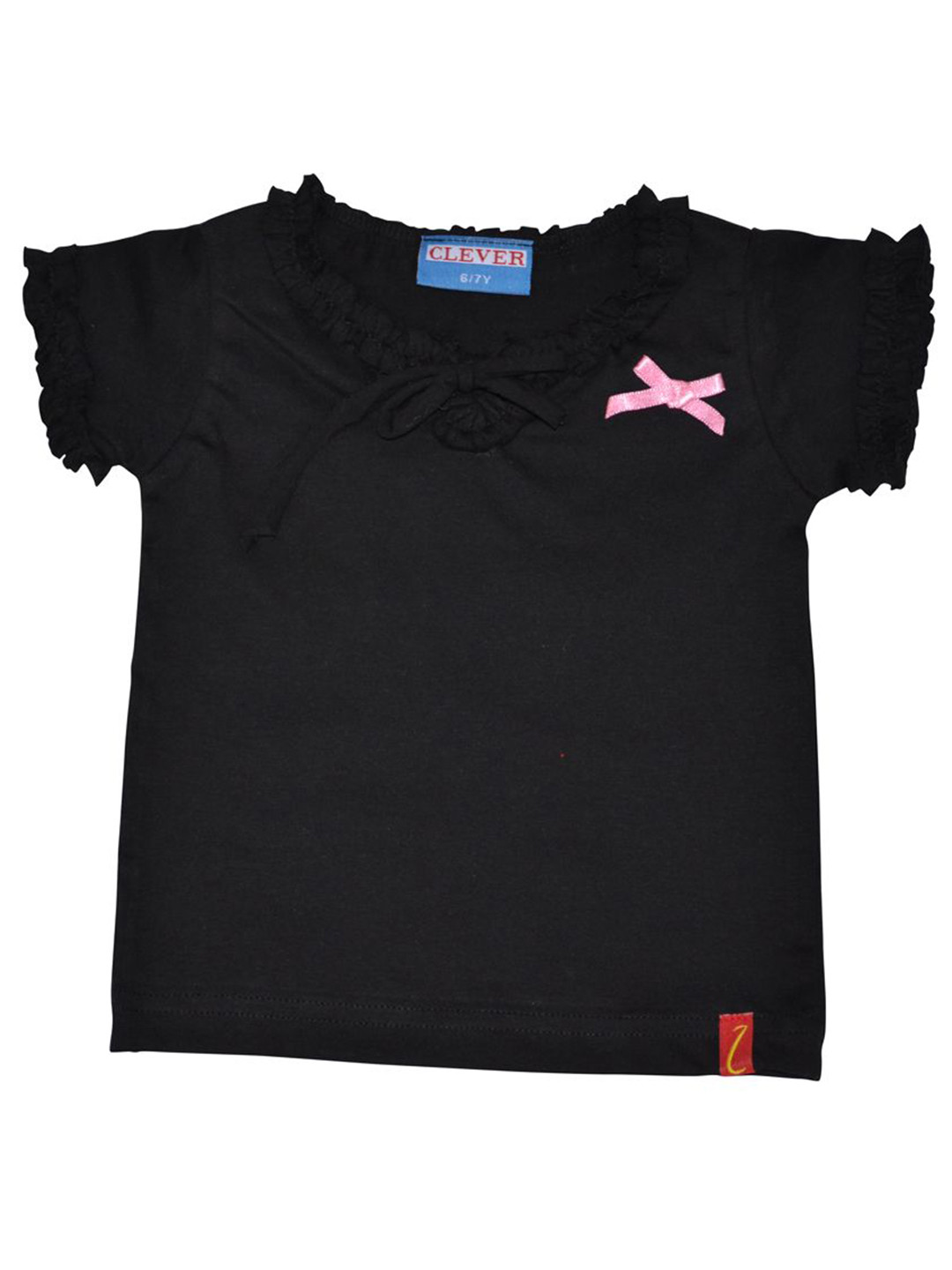 CLEVER Girls Round Neck Flutter Sleeves Casual Top