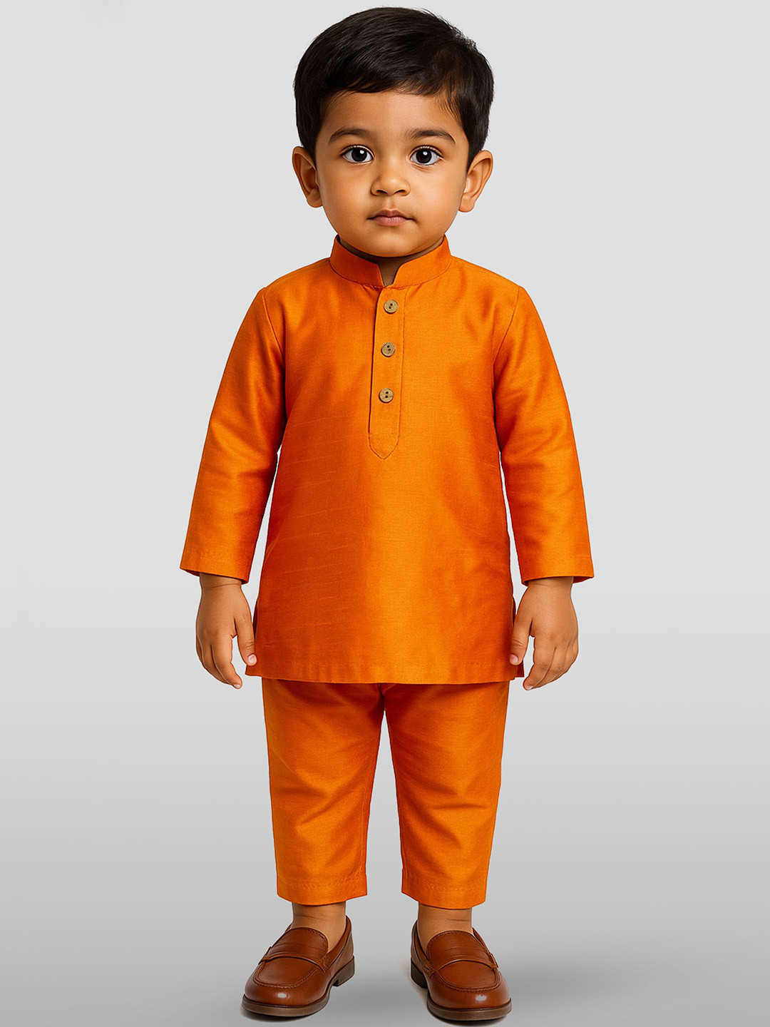 JBN Creation Boys Solid Mandarin Collar Kurta with Pyjamas
