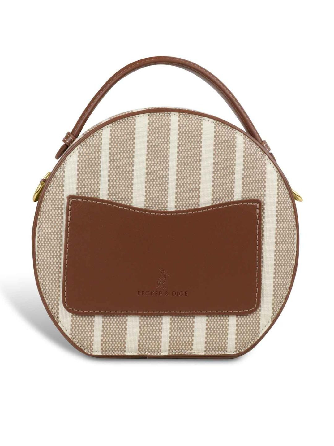 MAGNOLIA MAGNOLIA Women Beige  Striped Synthetic Stylish Bag