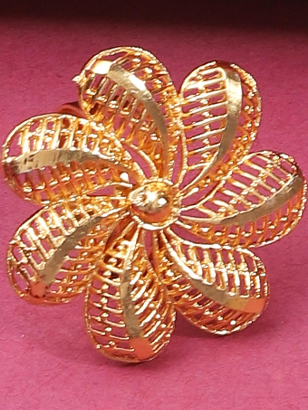 Bhagya Lakshmi Women Golden Floral Alloy Gold-Plated Ring