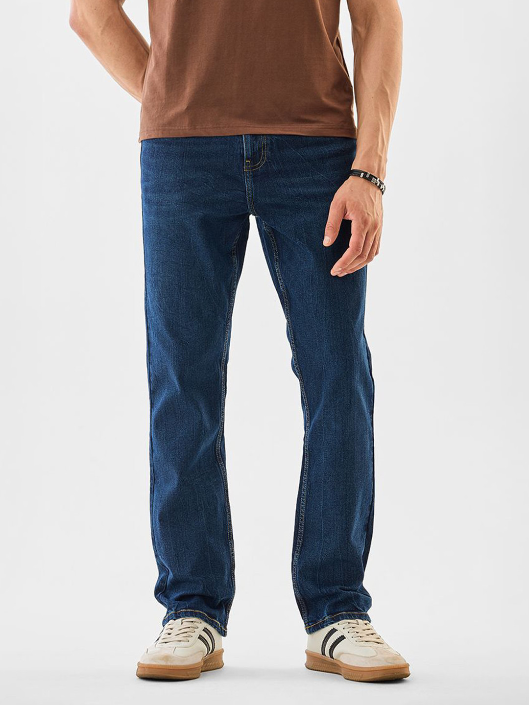 Snitch Dark Blue Mid-Rise Straight Fit Jeans