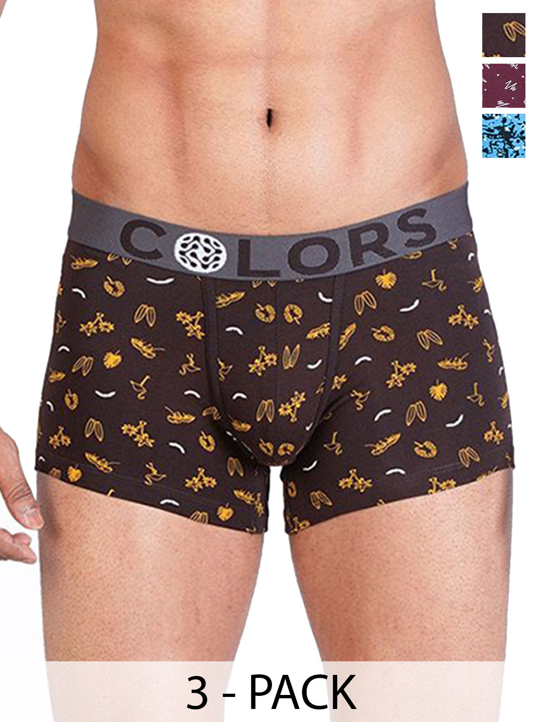 COLORS by Rupa Frontline  Pack Of 3 Printed Trunks Colors-125-Asst-3