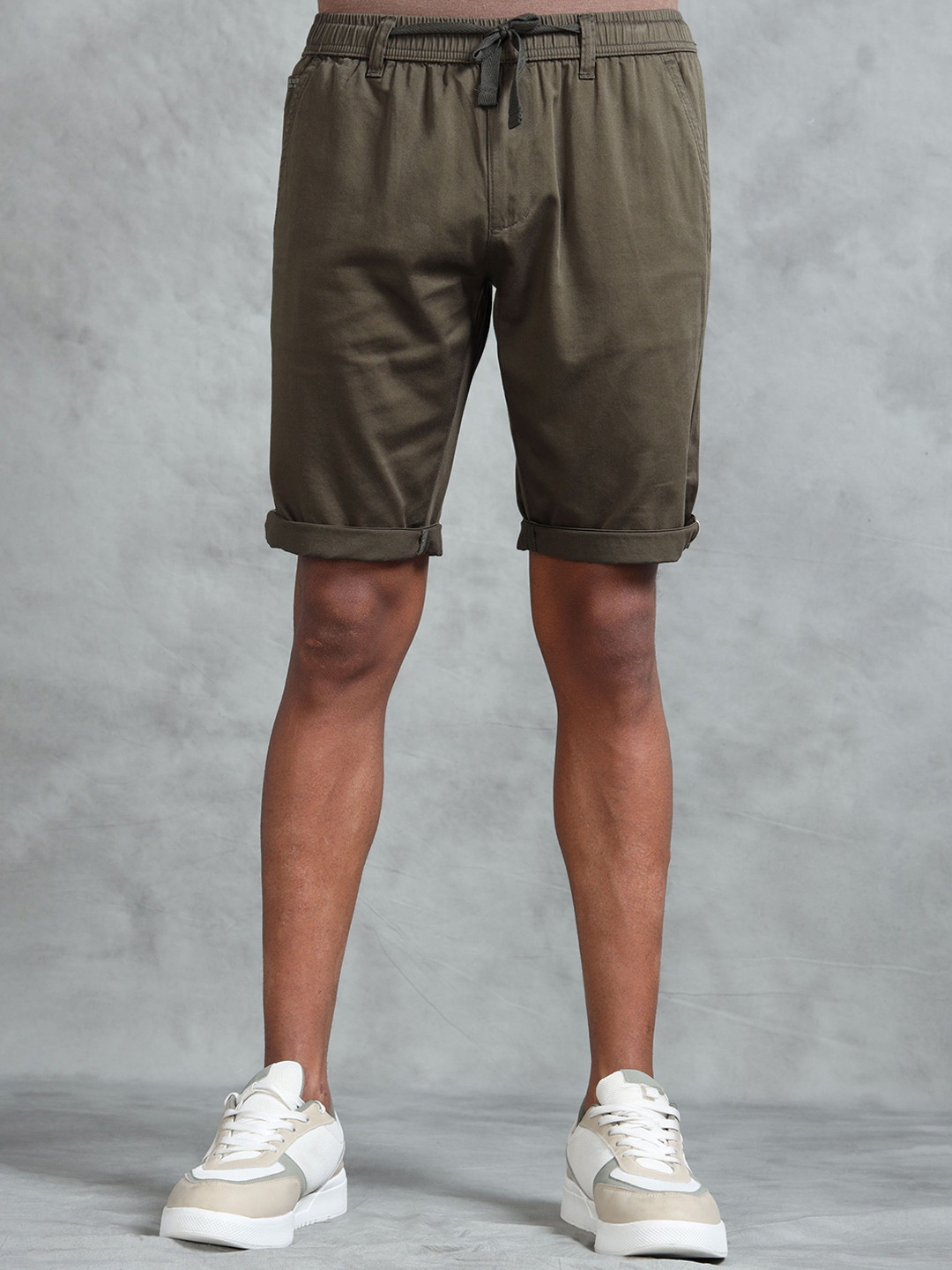 beevee Men Cotton Casual Shorts with Drawstring and Folded Hem