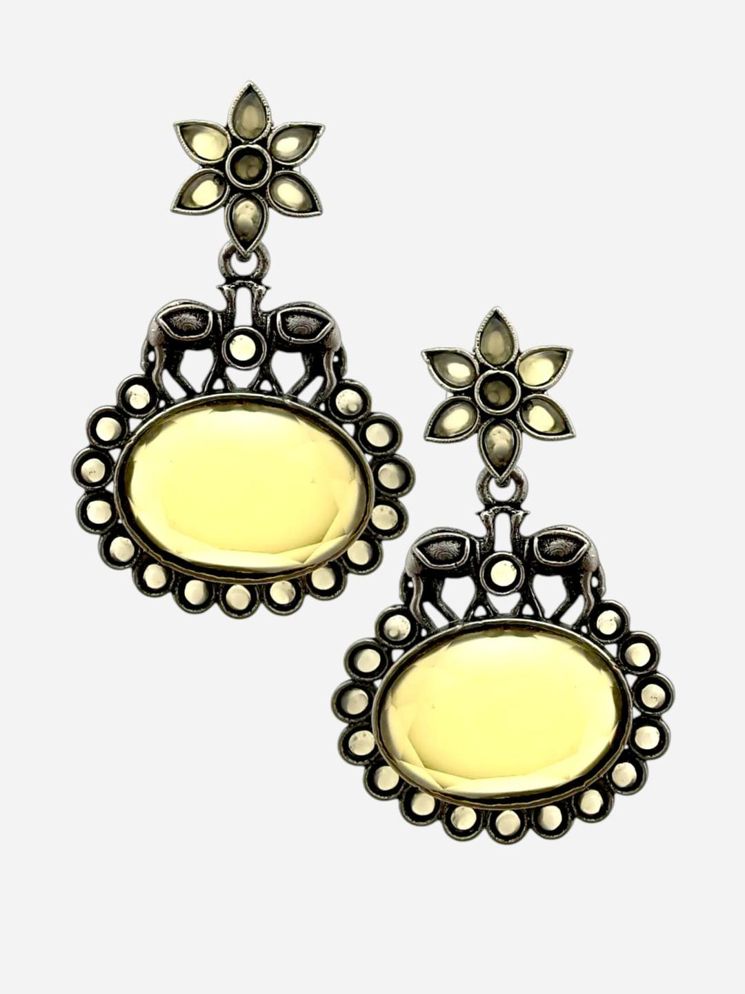 BFC - BUY FOR CHANGE Silver-Plated Alloy Artificial Stones Chandbalis