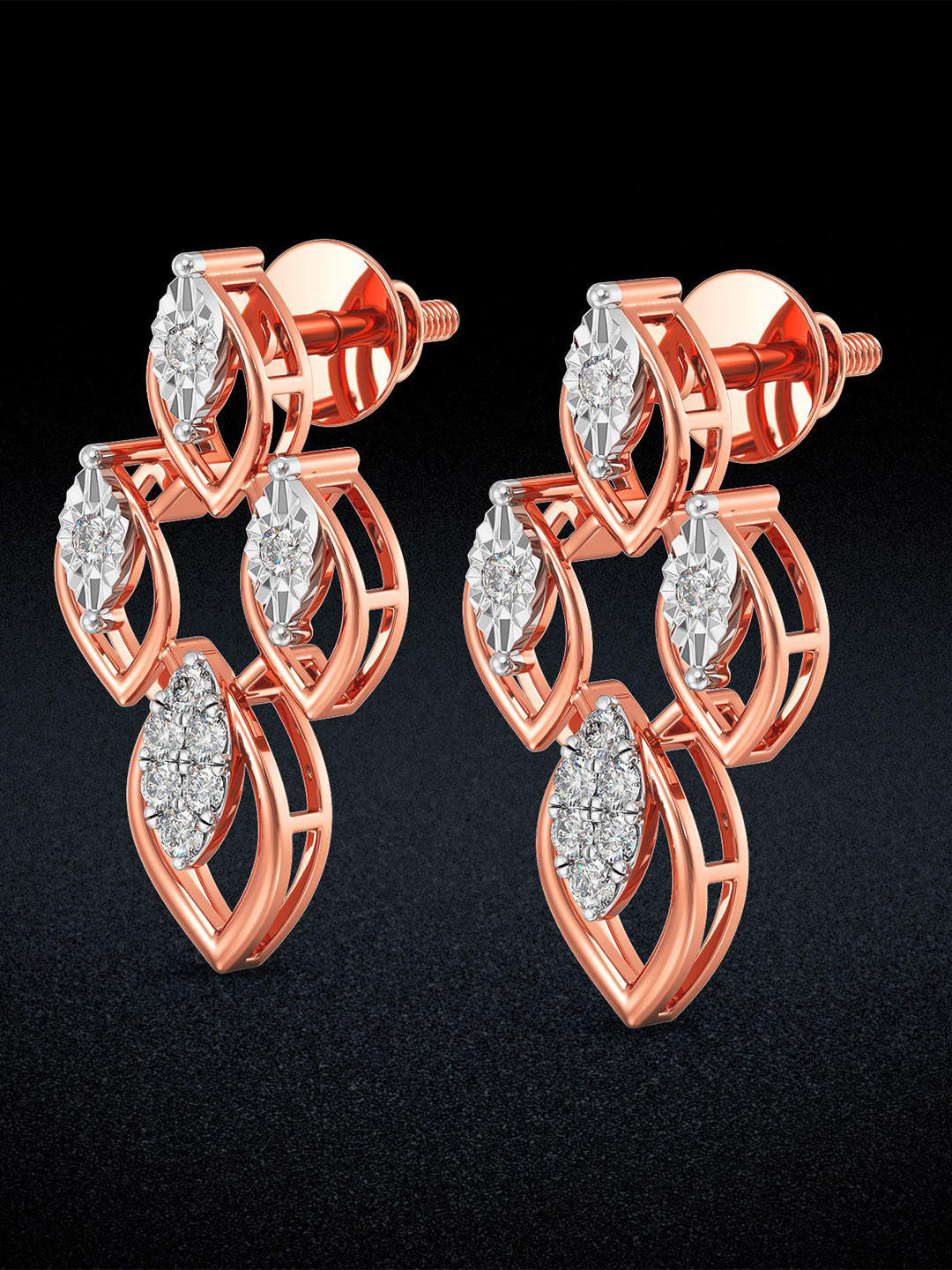 Joyalukkas Women 18Kt Gold Natural Radiant Droplet Diamond Earring-3.84 g