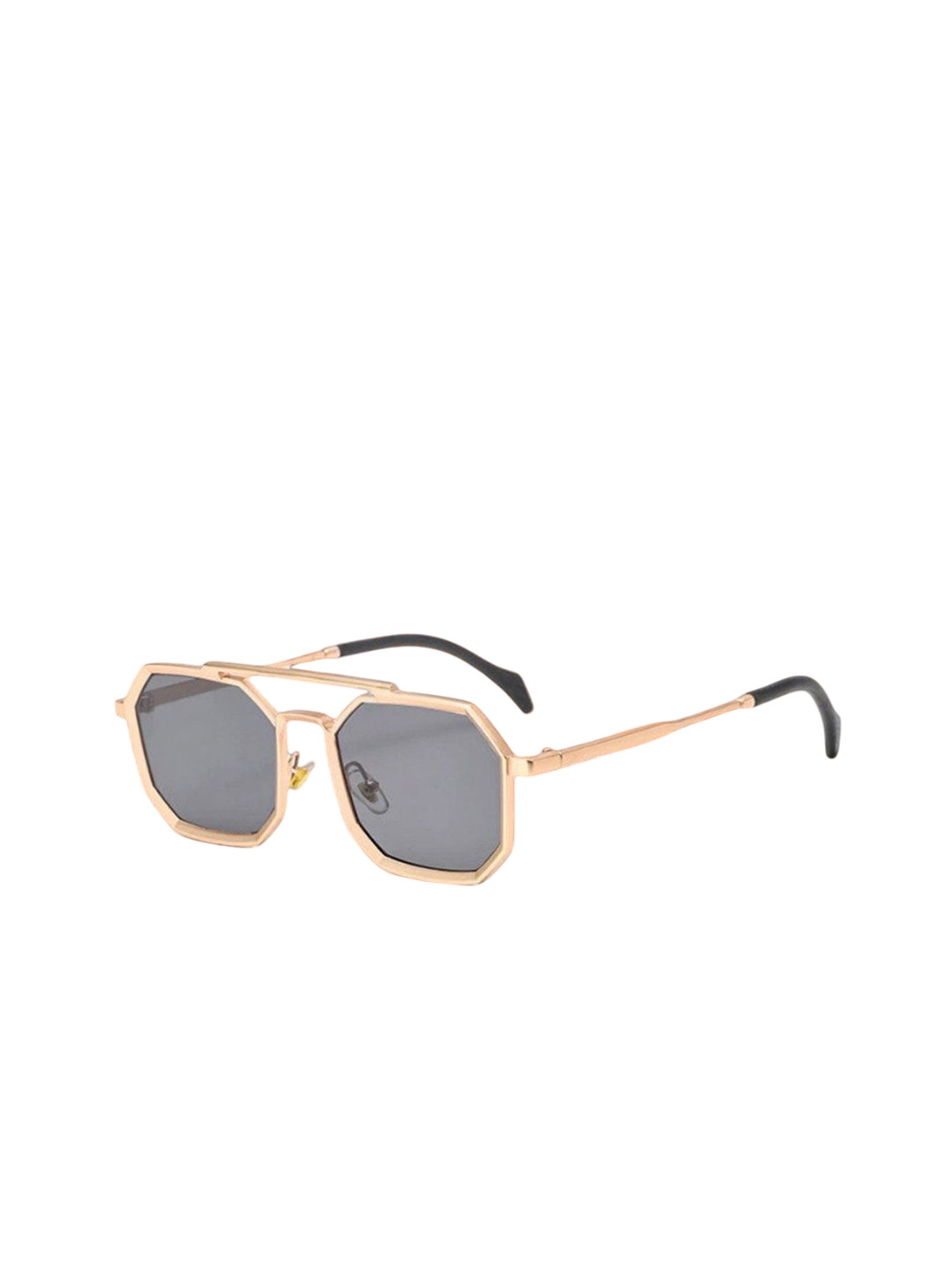 SPADEACES Unisex Rectangle Sunglasses GOLD BLACK HEXAGUN -552-Black