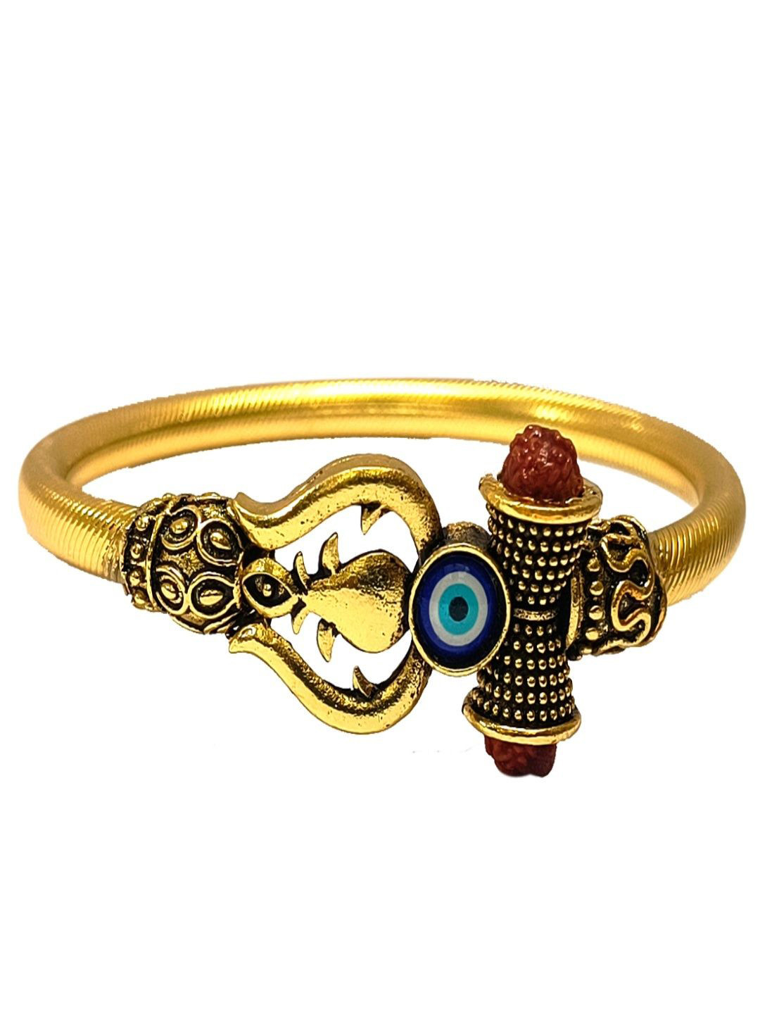 Ayyappan Traders Unisex Oxidised Rudhraksha Sooalm Kada Bracelet