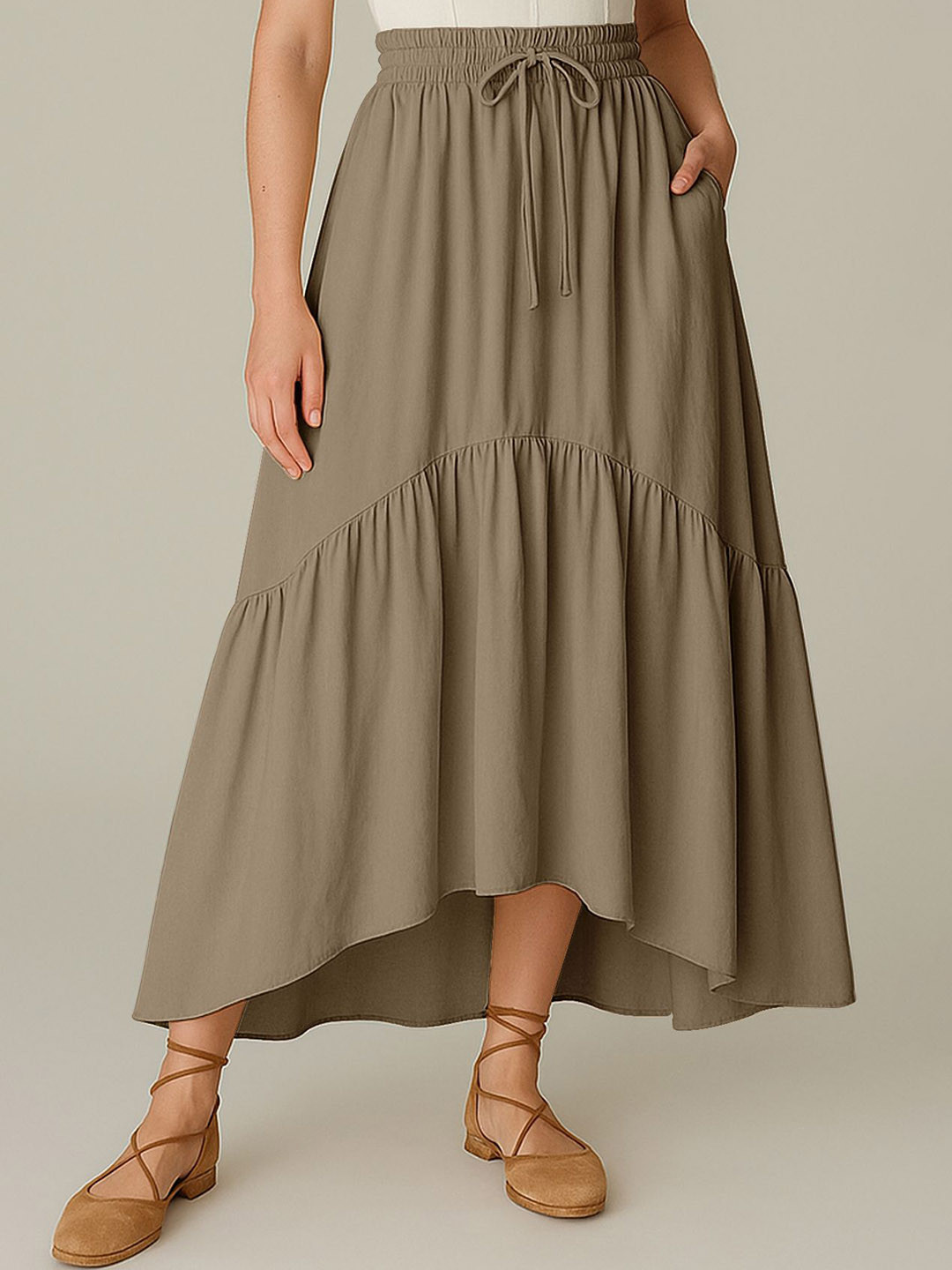 Moomaya Renaissance Style Tiered Maxi Skirt With Pockets