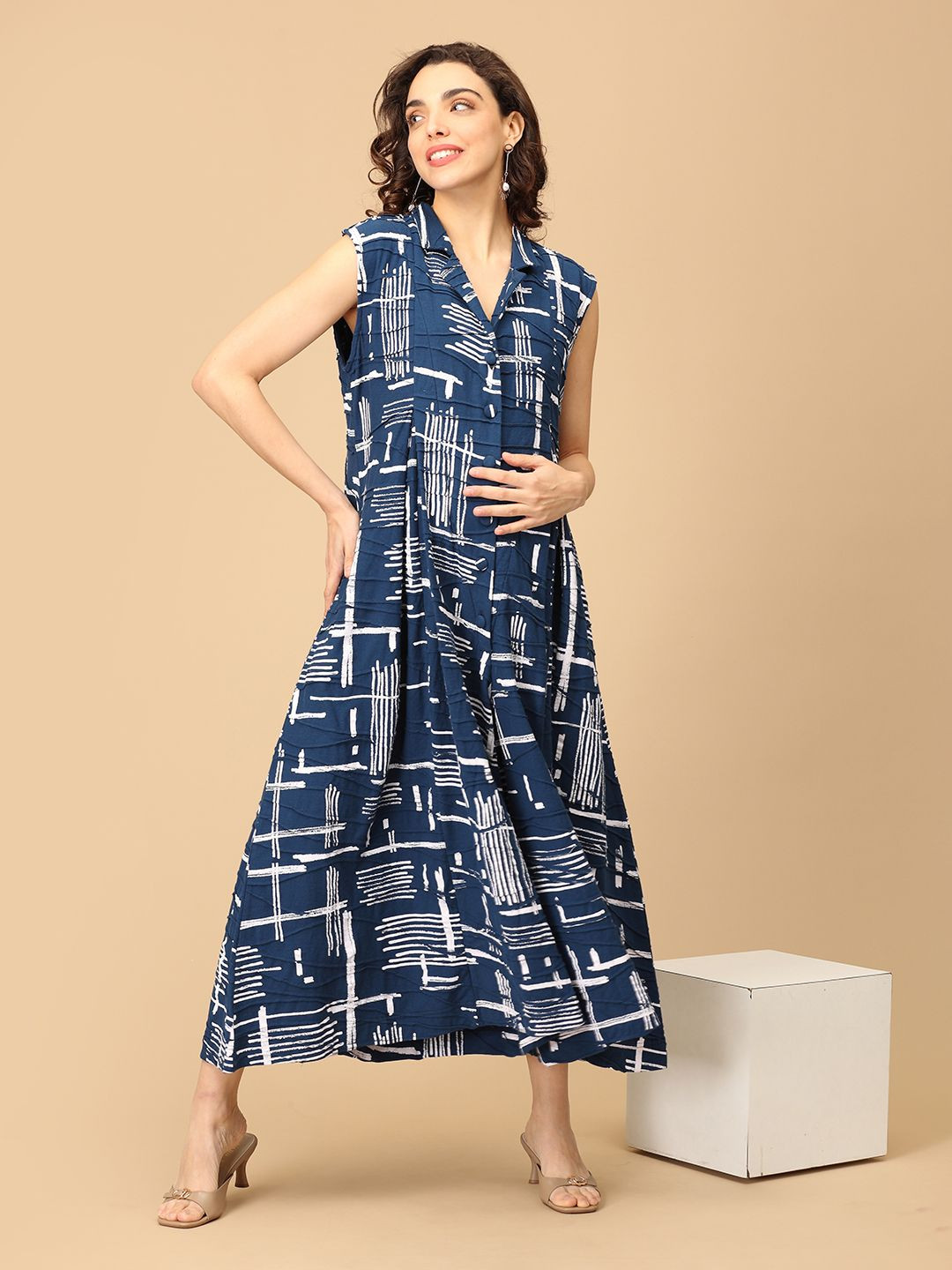 The Mom Store Printed Cotton Basic Jumpsuit