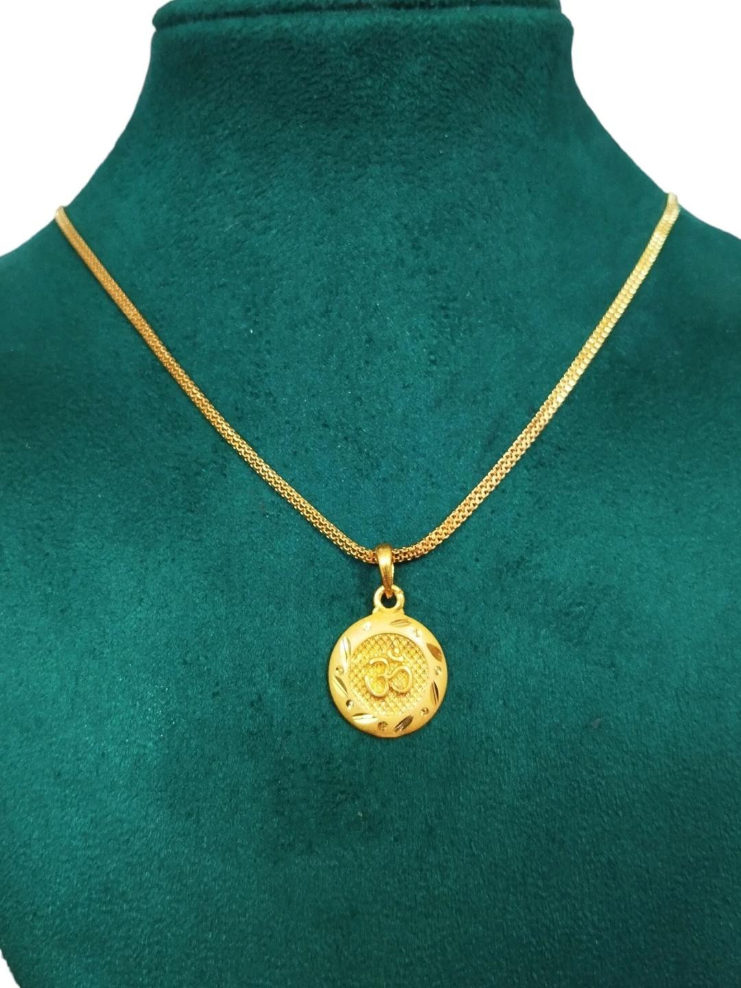 Prasansha Enterprises Women Brass Gold-Plated OM Pendant With 24-Inch Chain