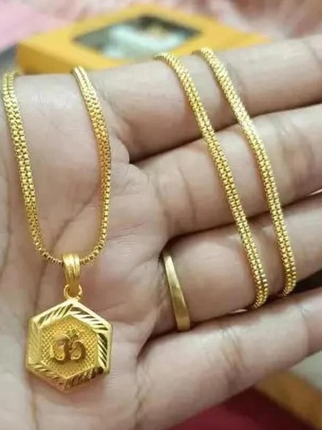 Prasansha Enterprises Gold-Plated OM Pendants with Chains