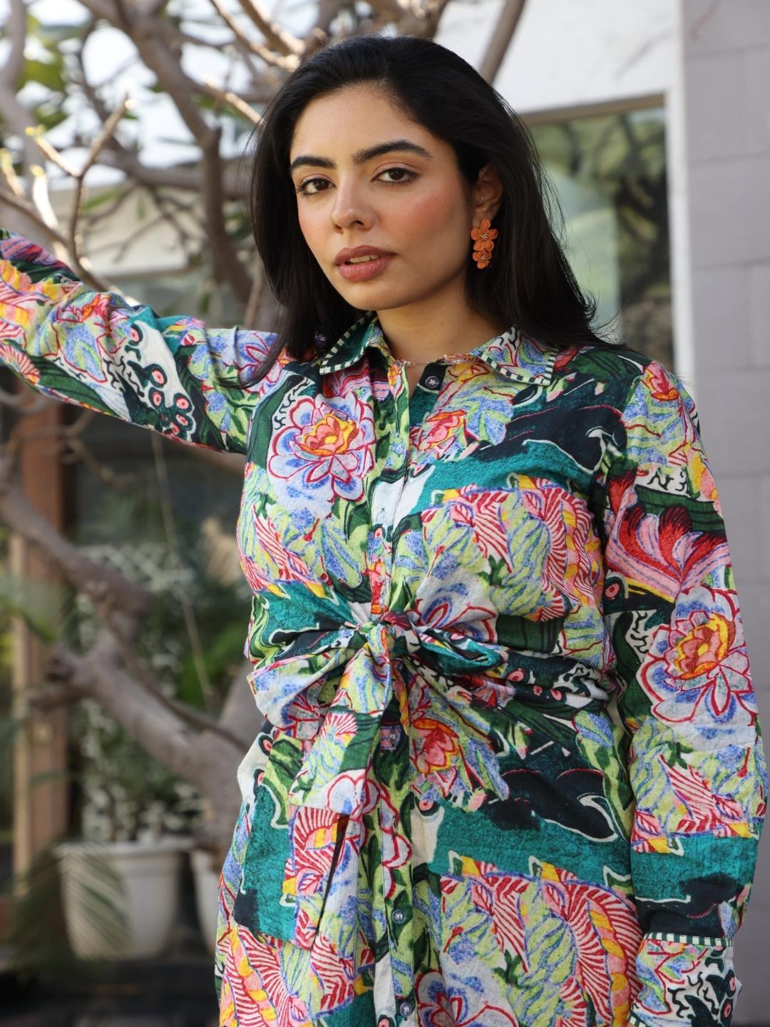 House of Surkh Floral Printed Shirt Dress