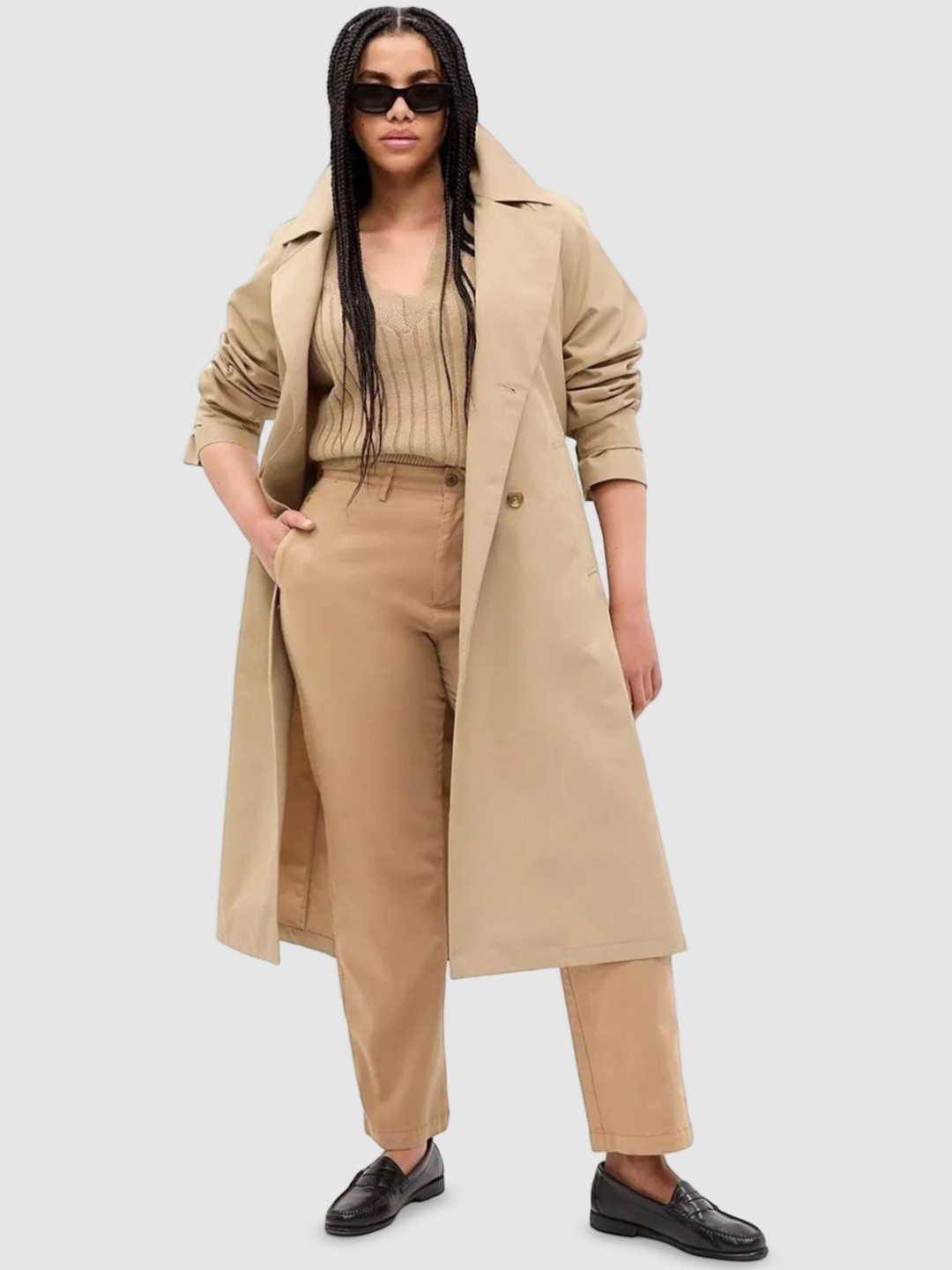 GAP Women Notched Lapel Full-Sleeve Cotton Trench Coat