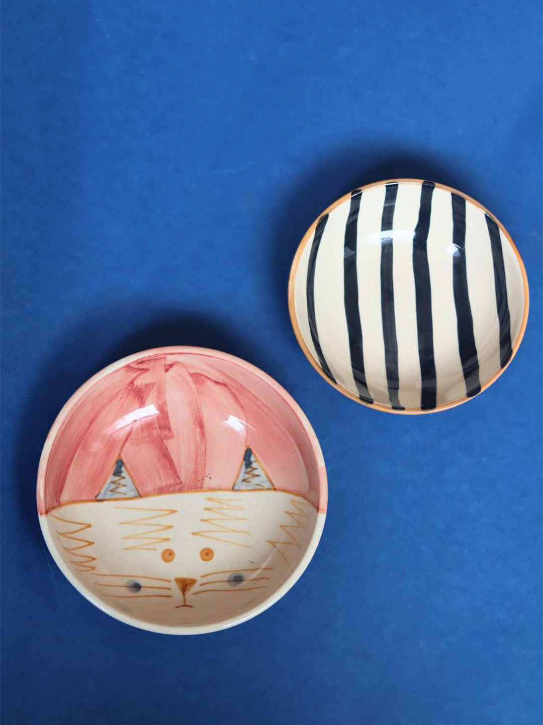 WEAVING HOMES Zebra & Bunny Black & White 2 Pieces Ceramic Microwave Safe Serving Bowl