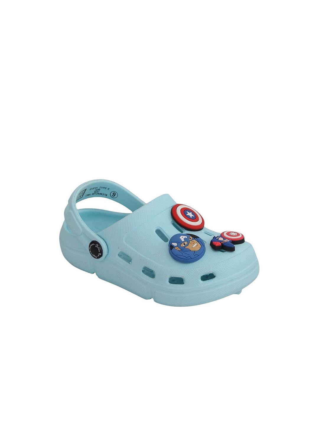 Hopscotch Boys Solid Blue Captain America Charms Slip-On Clogs