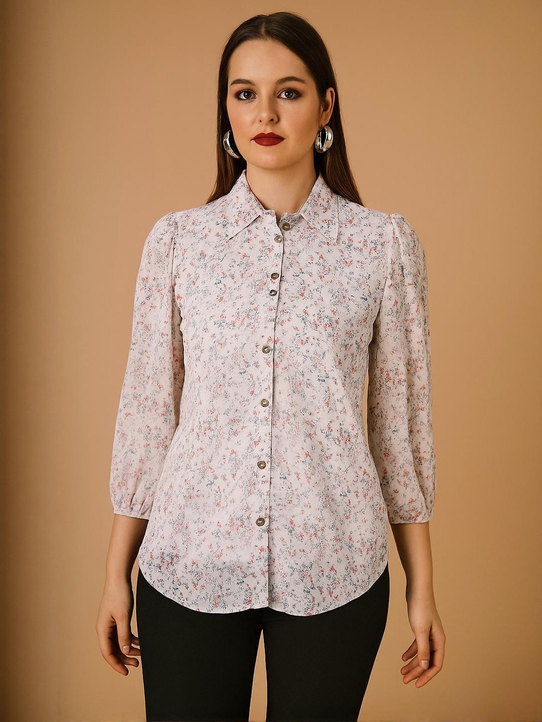 MJ LIFE STYLE Women Georgette Floral Printed Standard Casual Shirt