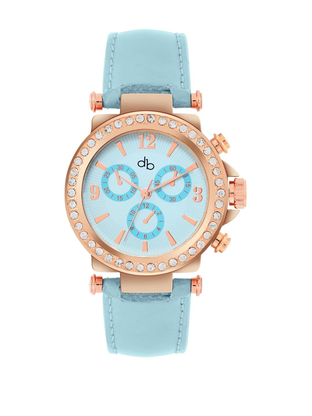 DressBerry Women Embellished Brass Dial & Leather Straps Analogue Watch DB25-8C