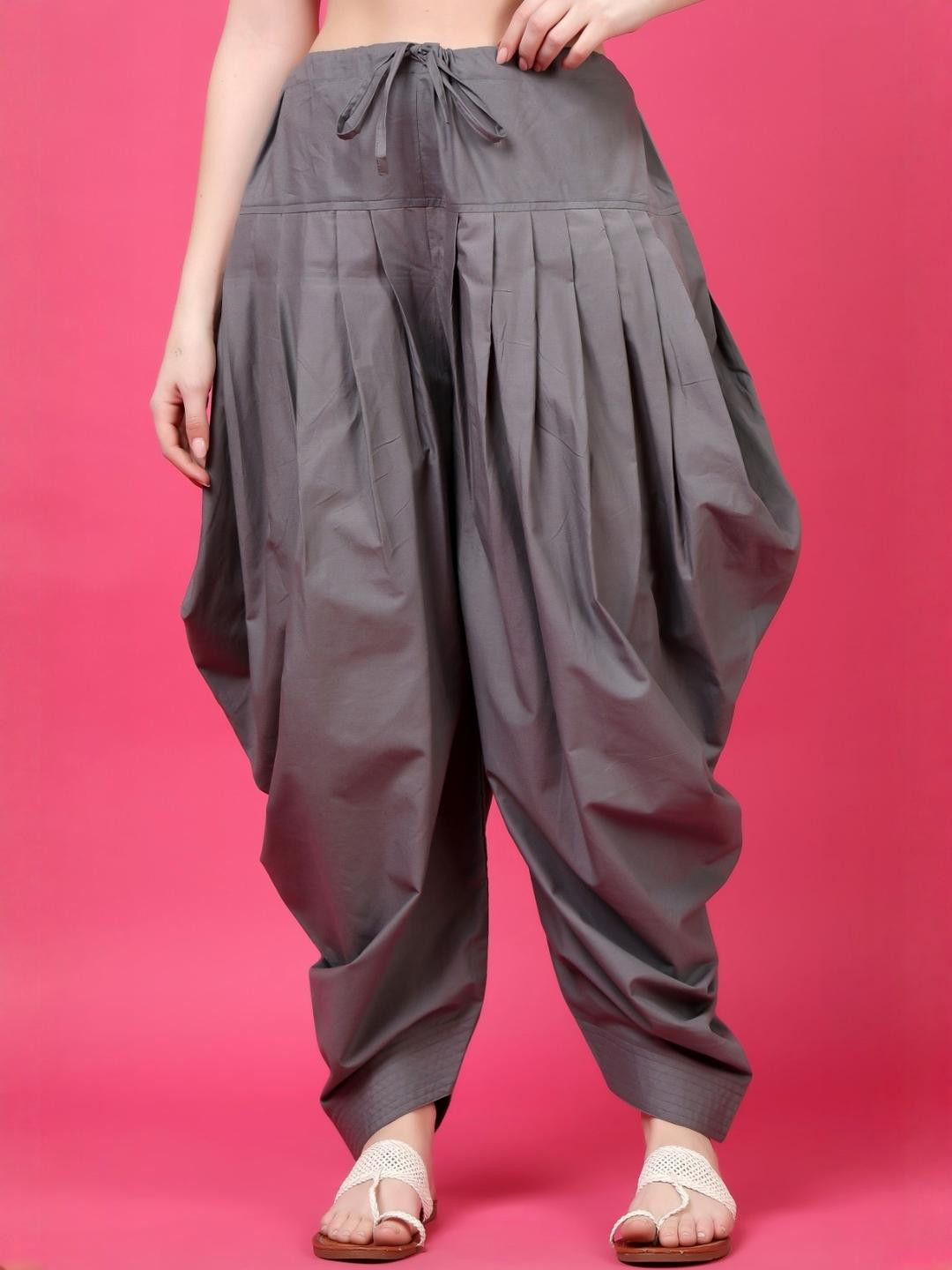 MJ LIFE STYLE Women Grey Cotton Patiala Salwar
